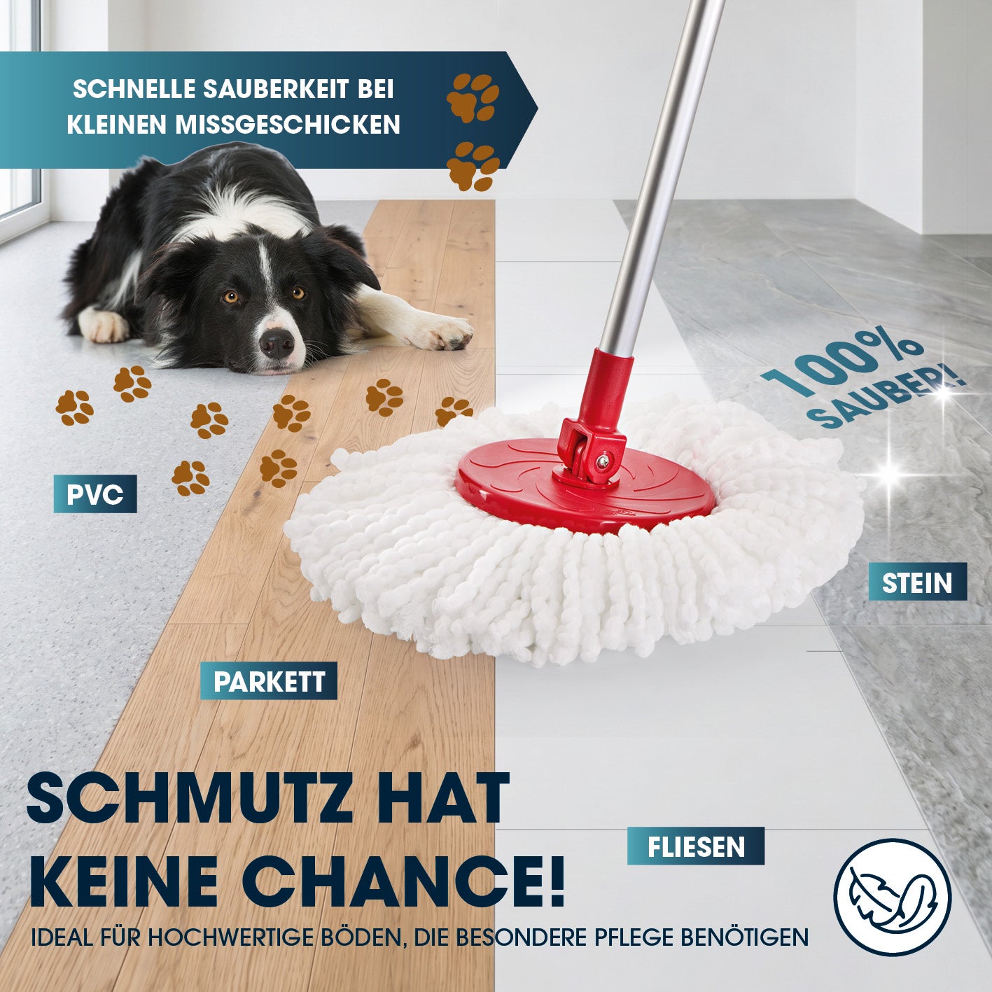 Power-Wischmopp + Aufsatz 2er-Set
