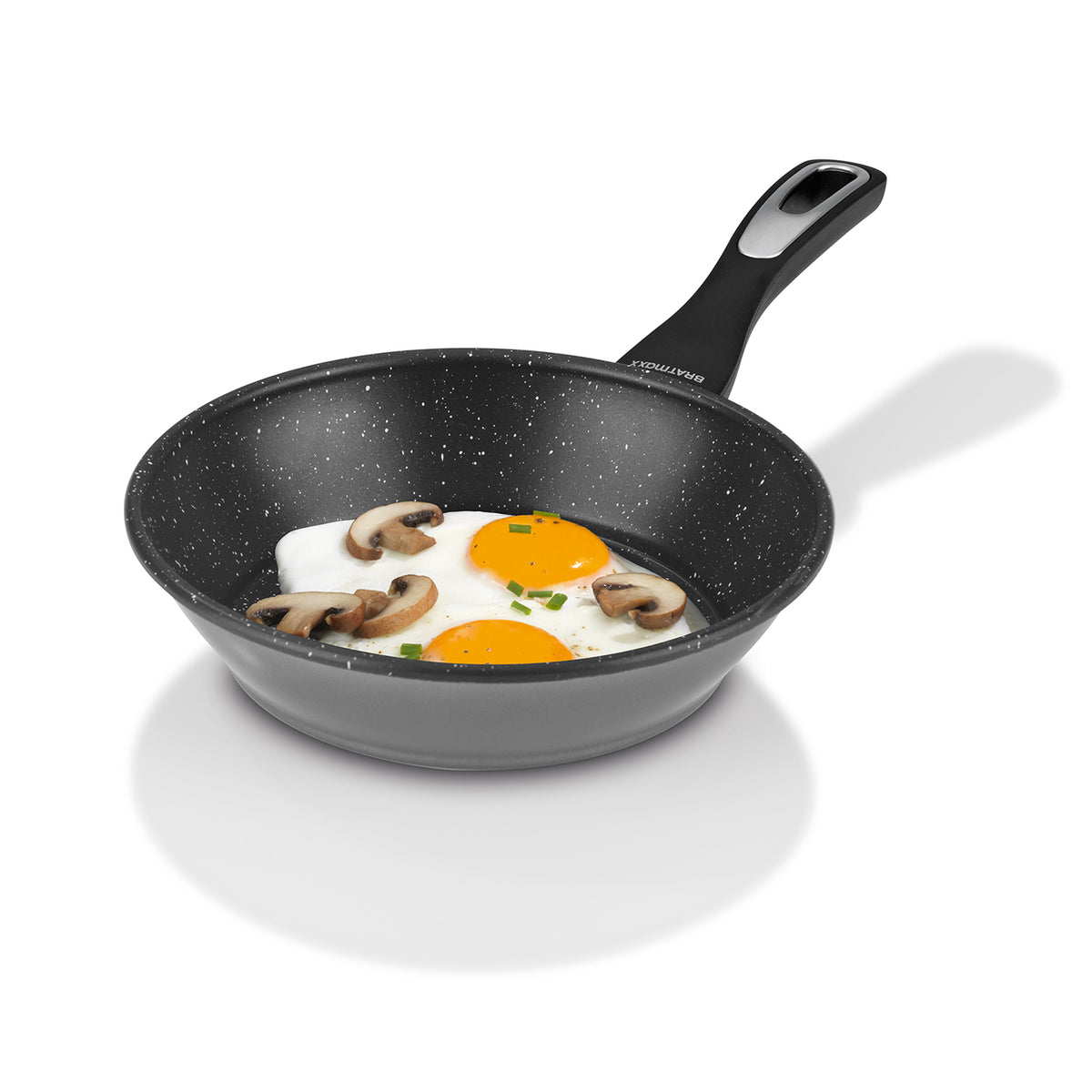 Keramik-Pfanne - 20 cm - Anthrazit mit Spiegeleiern und Champignons