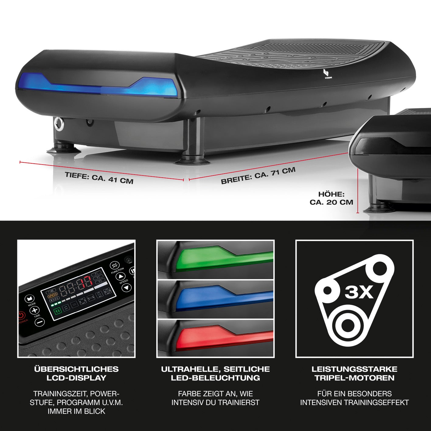 4D Vibrationsplatte - 3 Vibrationsmodi, 4D-Technologie & 60 Intensitätsstufen