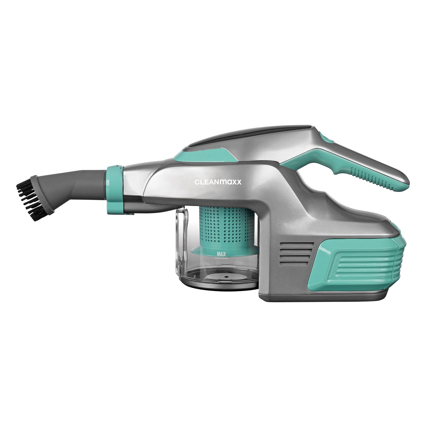 Handstaubsauger in Grau und Türkis mit abnehmbarem Staubbehälter, ergonomischem Griff und Bürstenaufsatz, passend für Ersatz-Akku 2000mAh 14,8V für Akku-Zyklon-Staubsauger - türkis