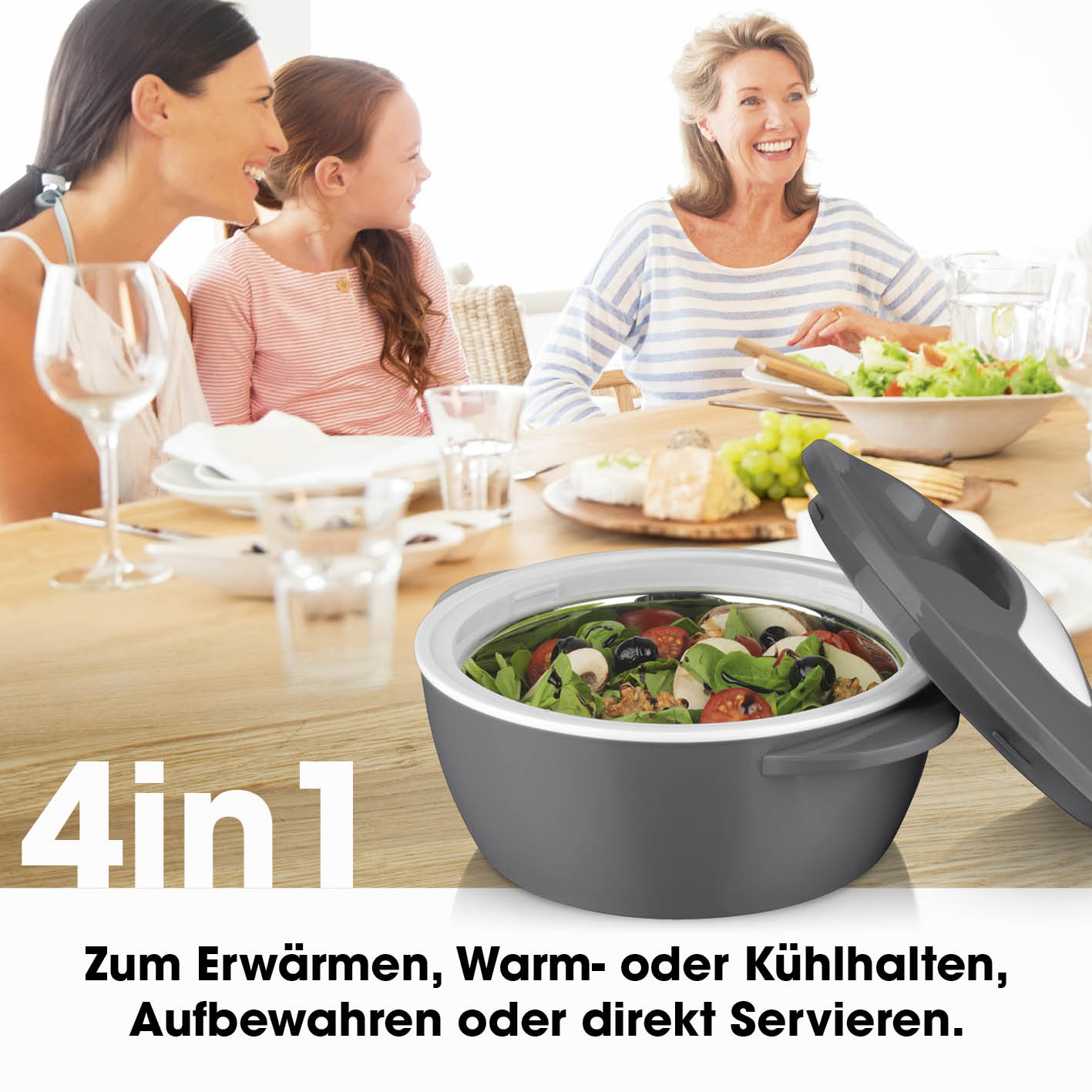 Thermo-Schüssel Mikrowelle - 850 ml - grau/weiß
