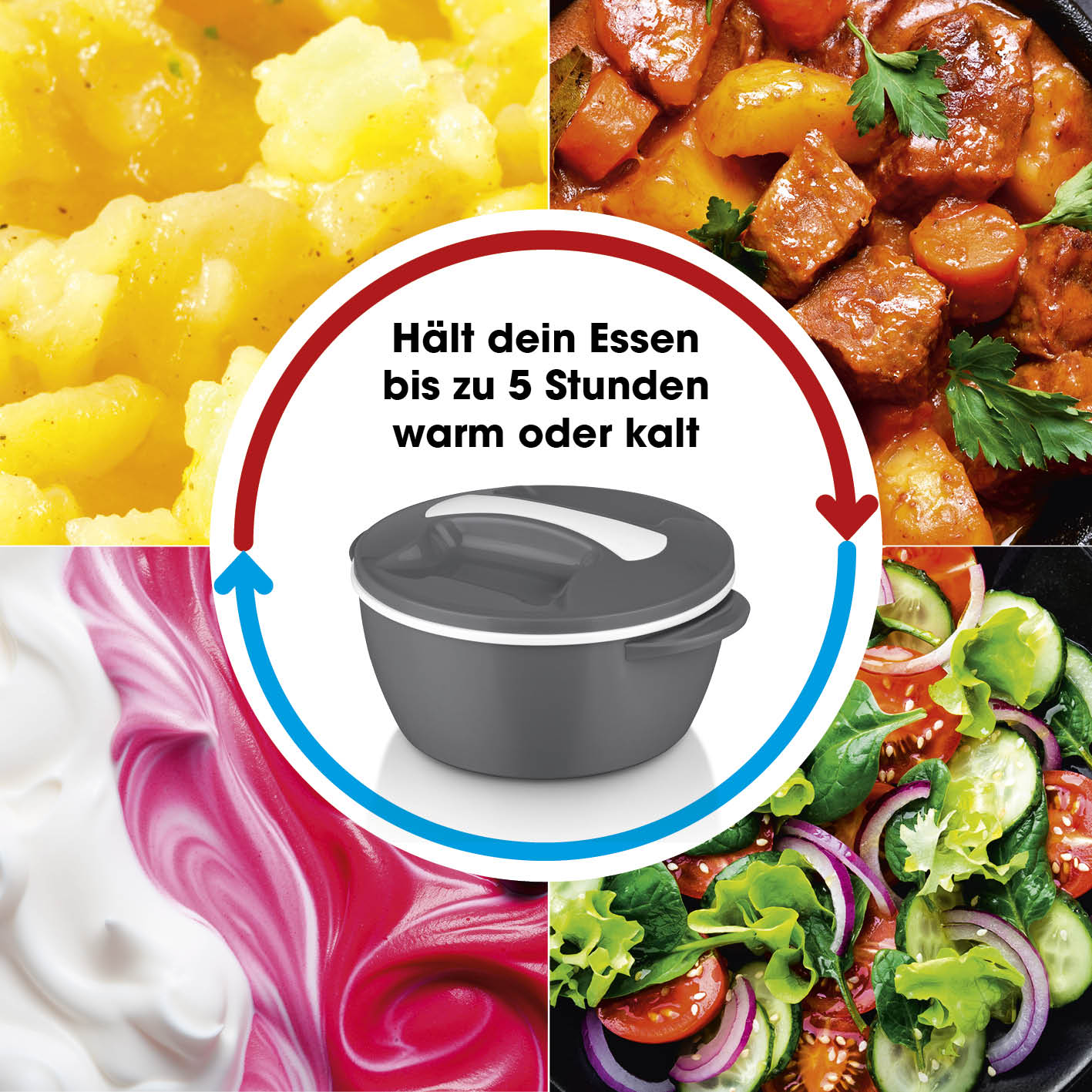 Thermo-Schüssel Mikrowelle - 850 ml - grau/weiß