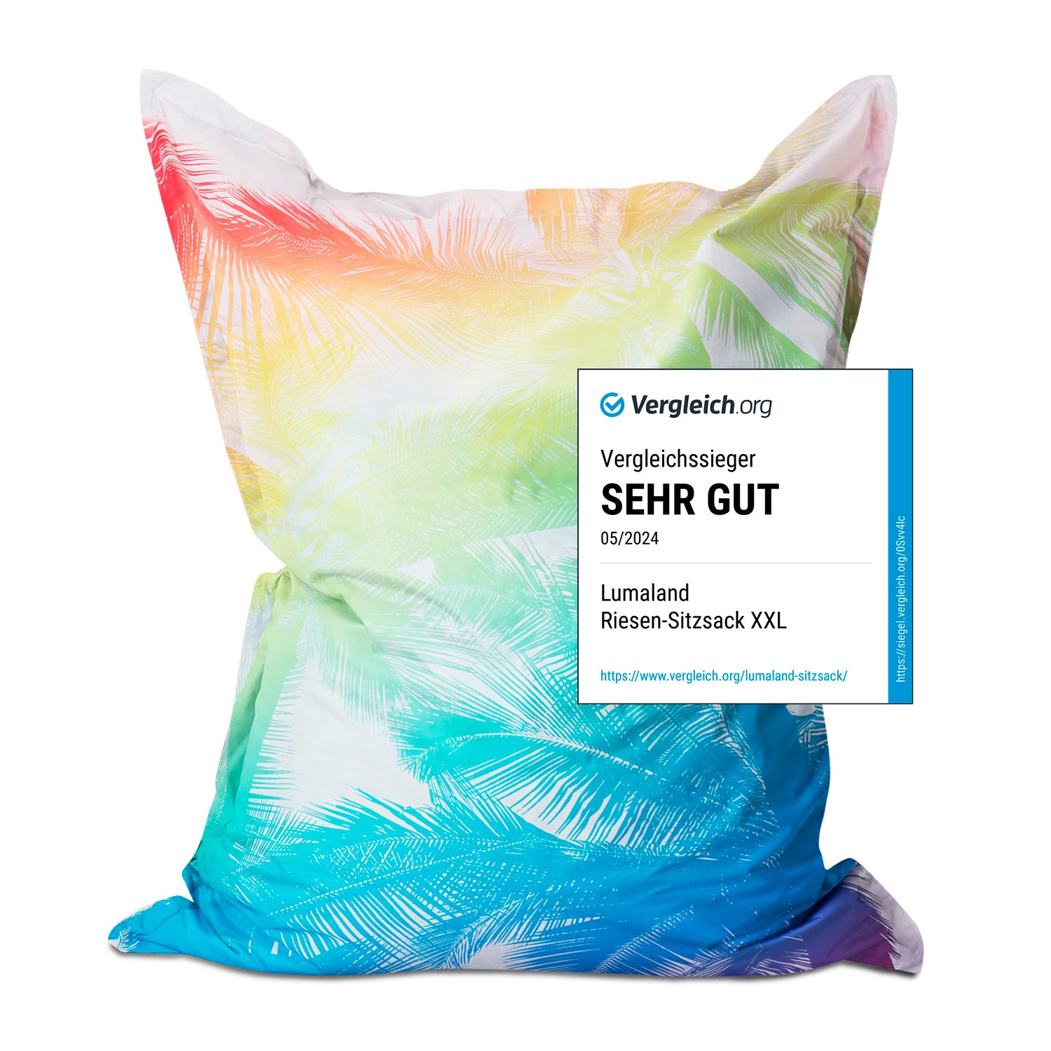 LUMALAND Sitzsack Classic XXL (380 L) - indoor & outdoor - Special Edition Tropical Regenbogen