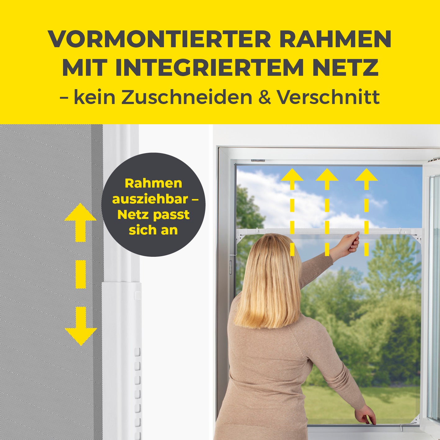 Teleskop-Insektenschutzgitter mit integriertem Netz - 4er-Set - weiß