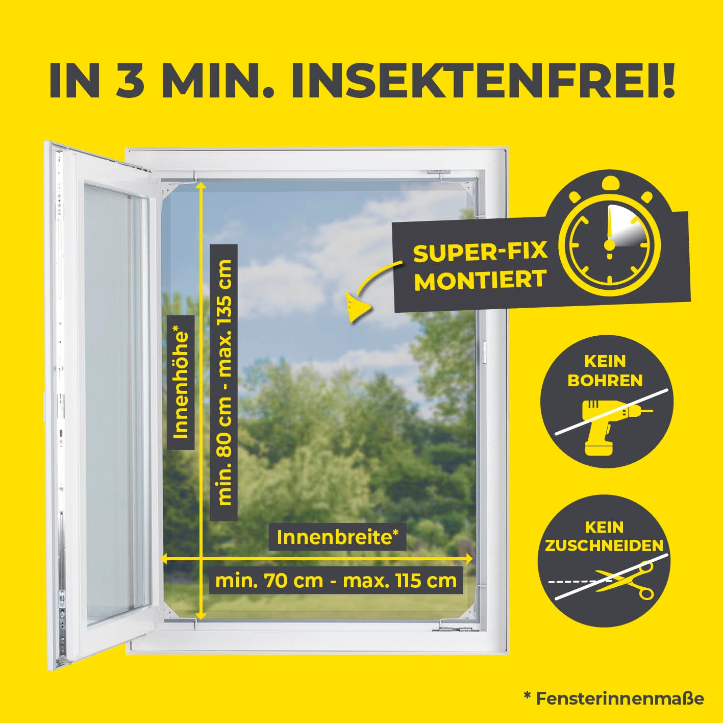 Teleskop-Insektenschutzgitter mit integriertem Netz - 4er-Set - weiß