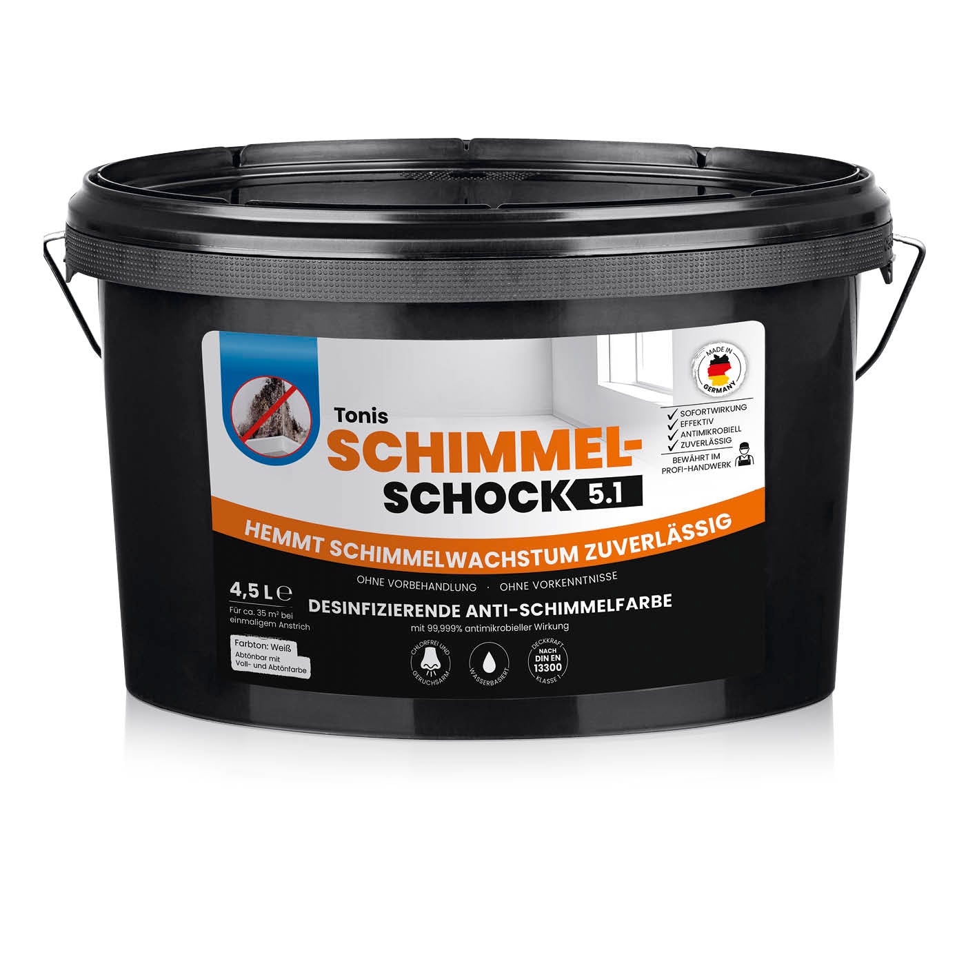 Tonis SCHIMMELSCHOCK 5.1 - Farbeimer 4,5 l - Gebinde - weiß