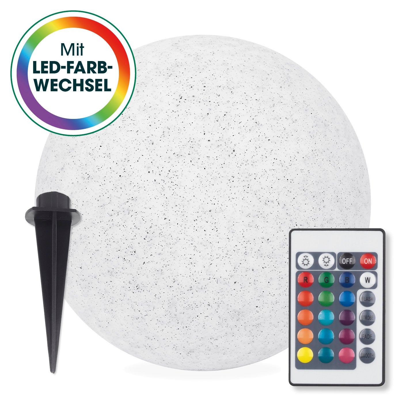Solar-Dekostein mit Fernbedienung & Farbwechsel in weißer Steinoptik, mit Fernbedienung und LED-Farbwechsel, quadratisch Galerie 1