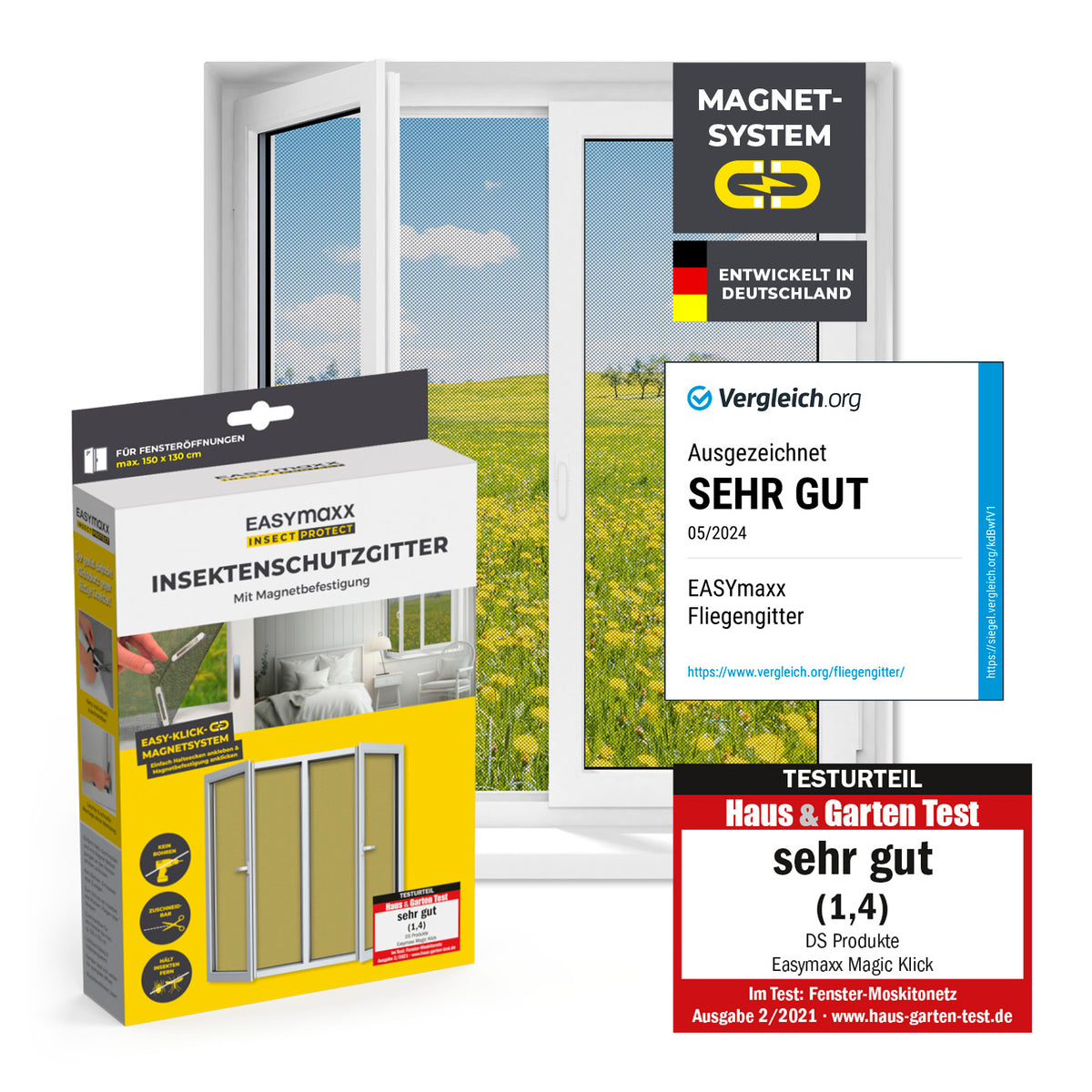 Magnetisches Insektenschutzgitter Für Fenster – Kein Bohren, Klettverschluss, Waschbar, UV-beständig – Einfach Montieren
