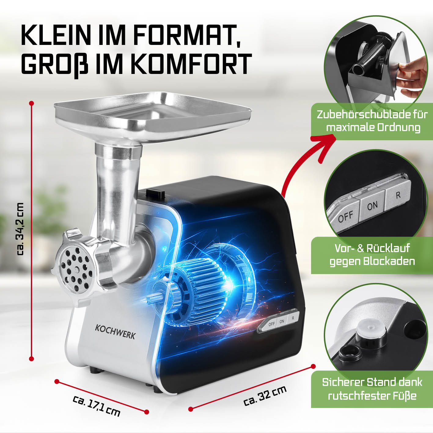 Fleischwolf 4in1 - silber/schwarz