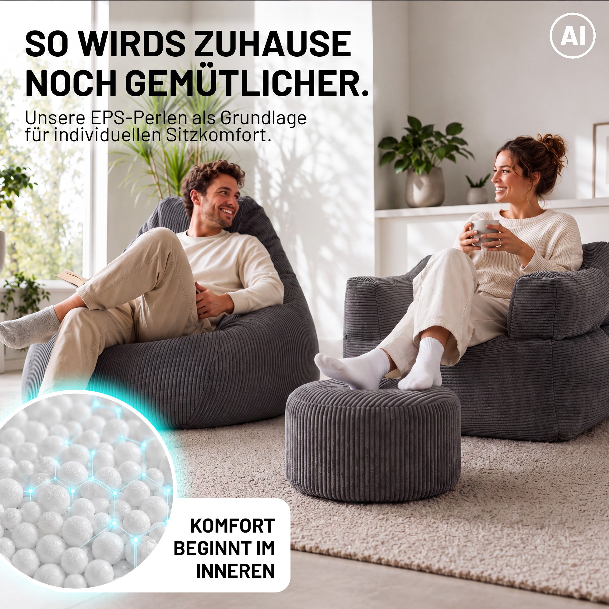 EPS Perlen (300 L) - Sitzsack Füllung - Nachfüllpack