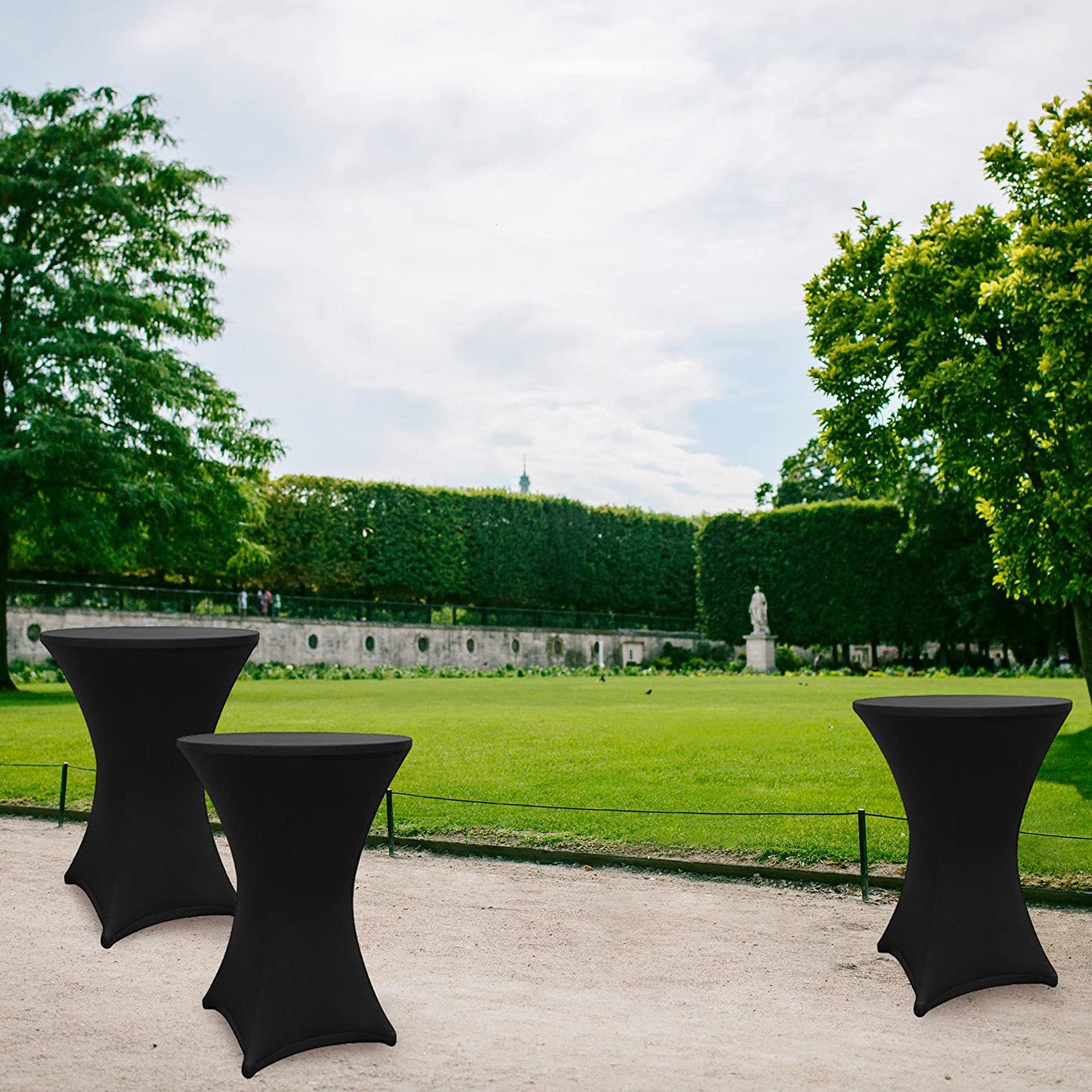 Stehtischhusse - Tisch Bezug - Husse -  Ø 70-75 cm - Schwarz - 5er-Set