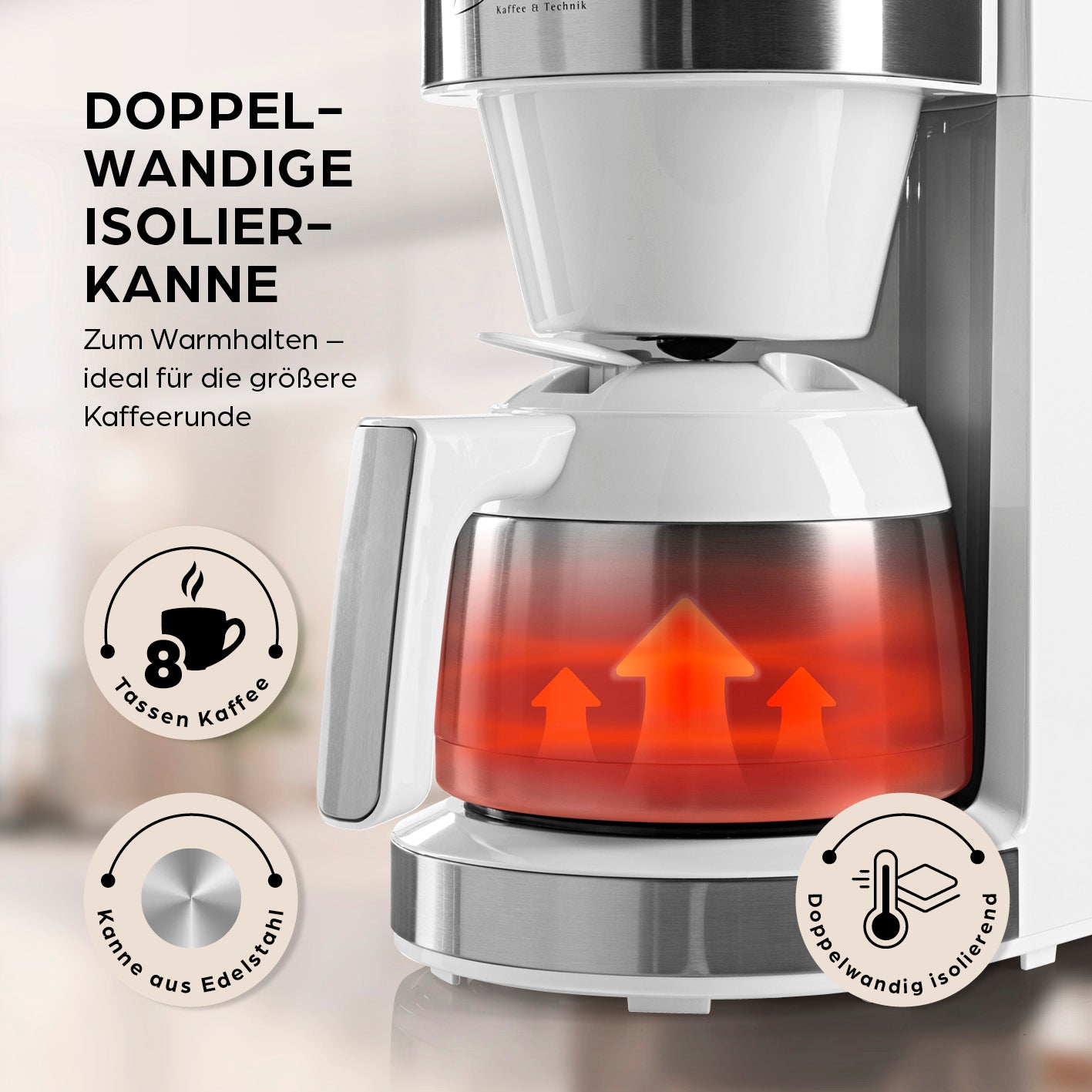 Filterkaffeemaschine Touch Iso mit Mahlwerk - Weiß