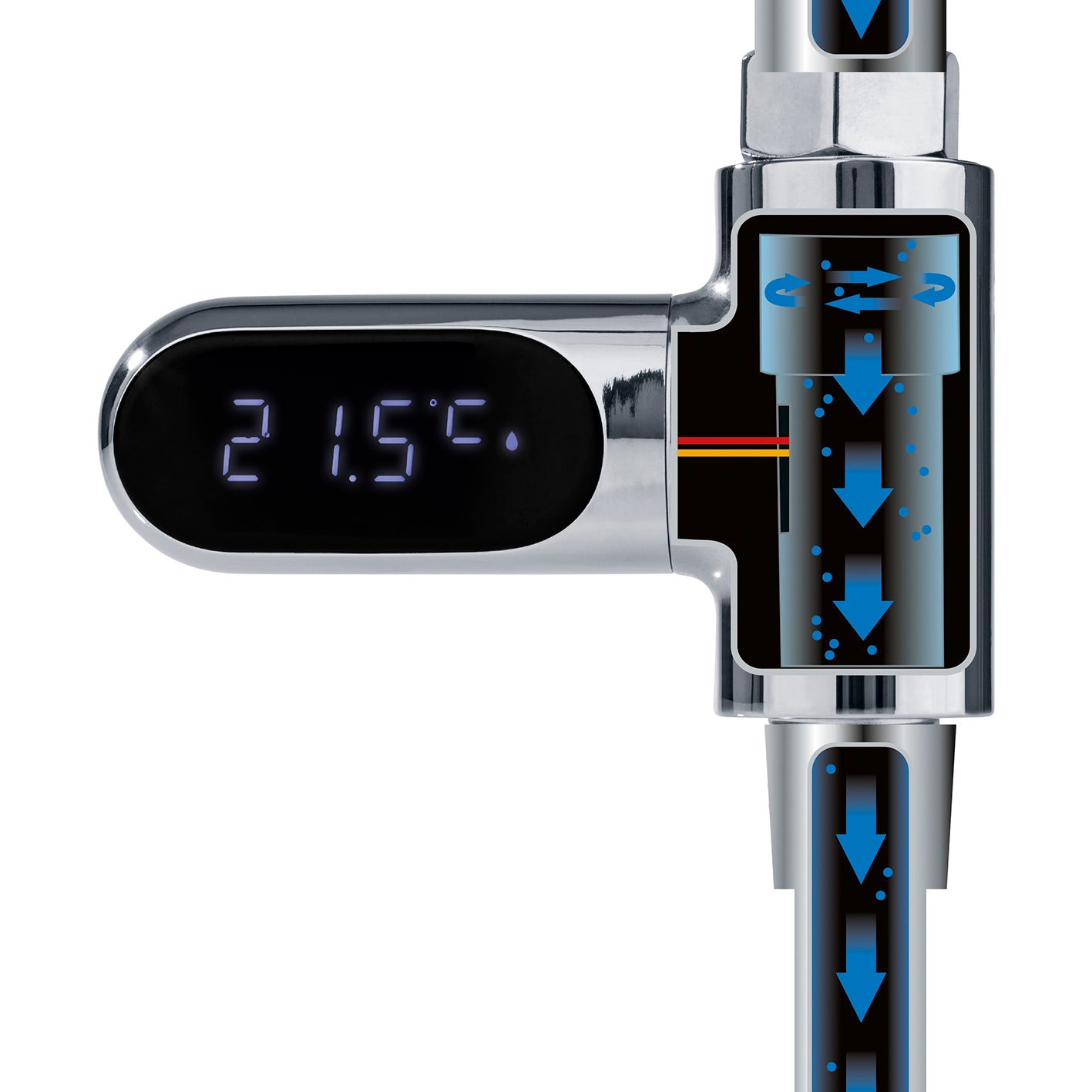 Thermometer für Wasserarmaturen - chromfarben