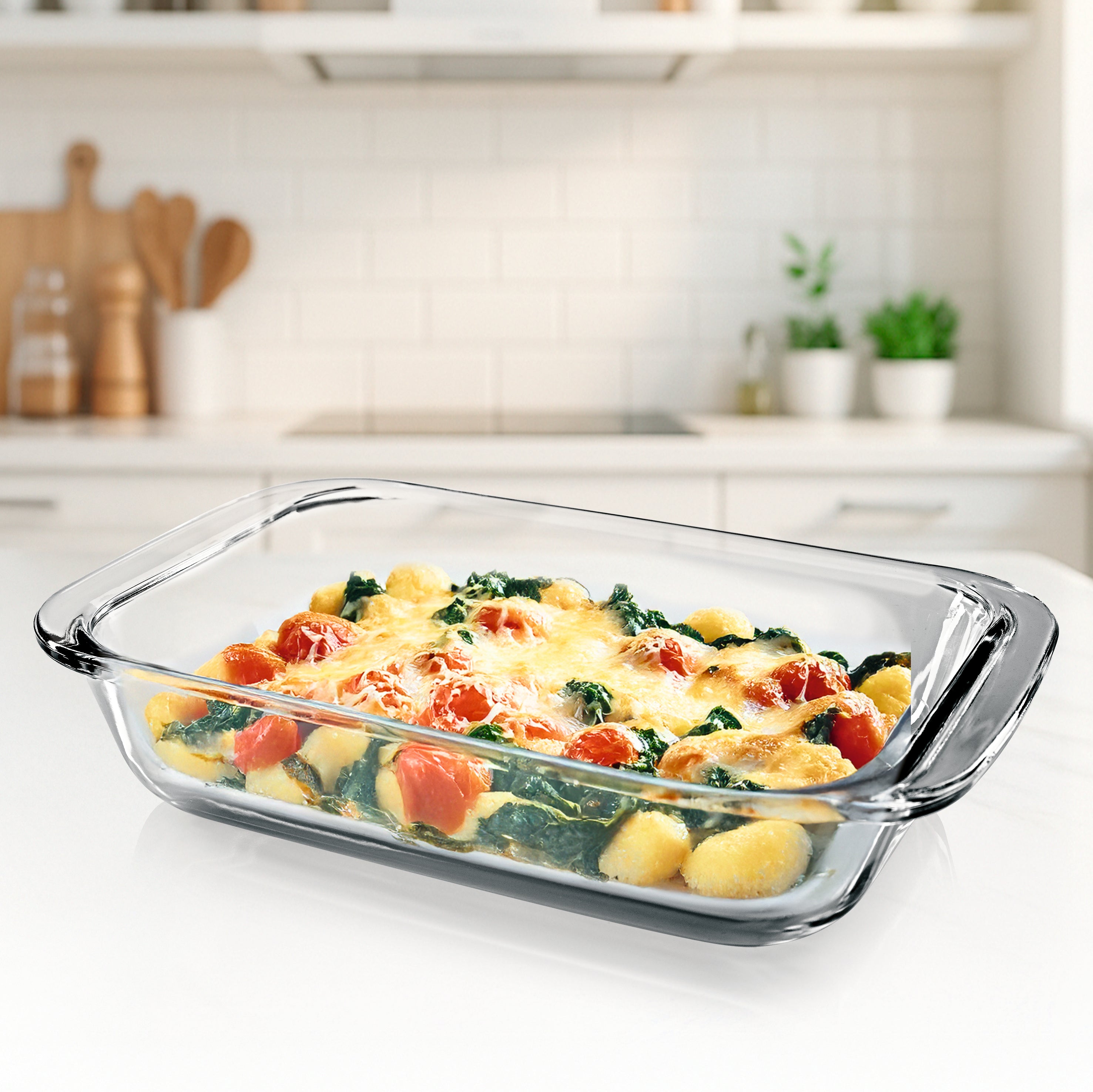 Glas-Auflaufform für Heißluftfritteuse & Backofen - 23 x 15 x 4,5 cm - 800 ml