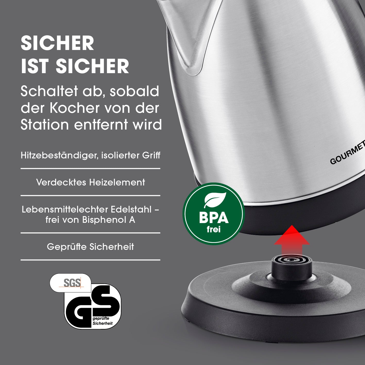 Wasserkocher - 1,8l - Edelstahl