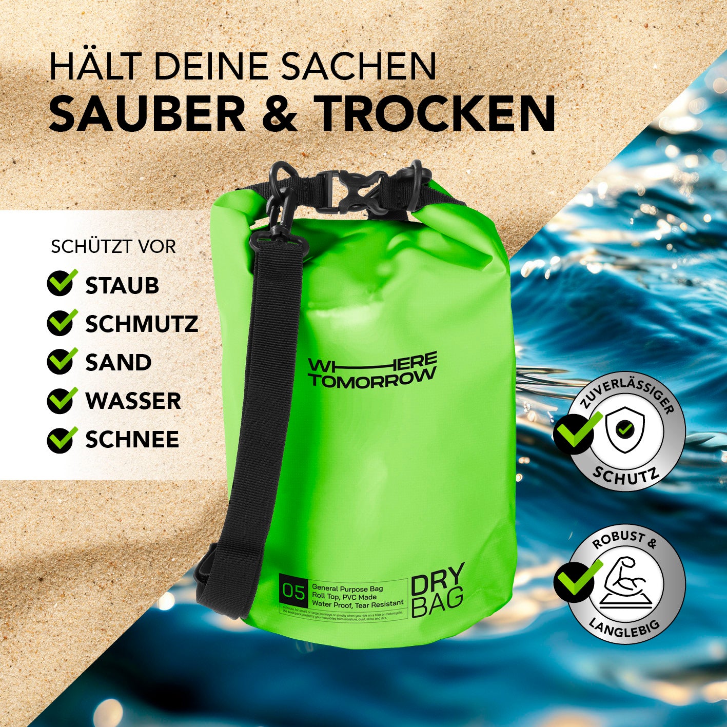 Dry Bag 5L - Style 01 - Grün