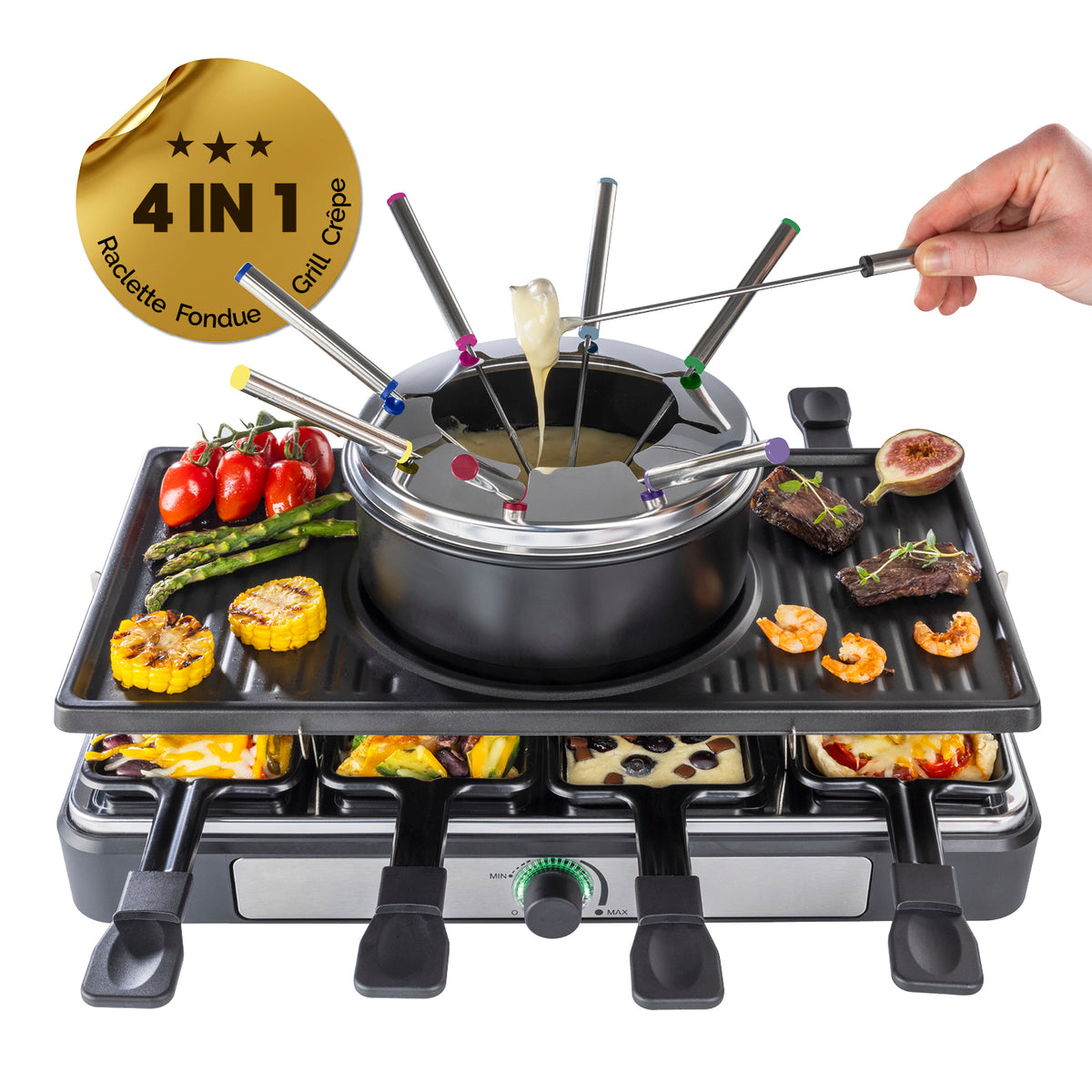 Erlebe mit diesem Raclette- & Fondue-Set maximal vielseitigen Genuss!