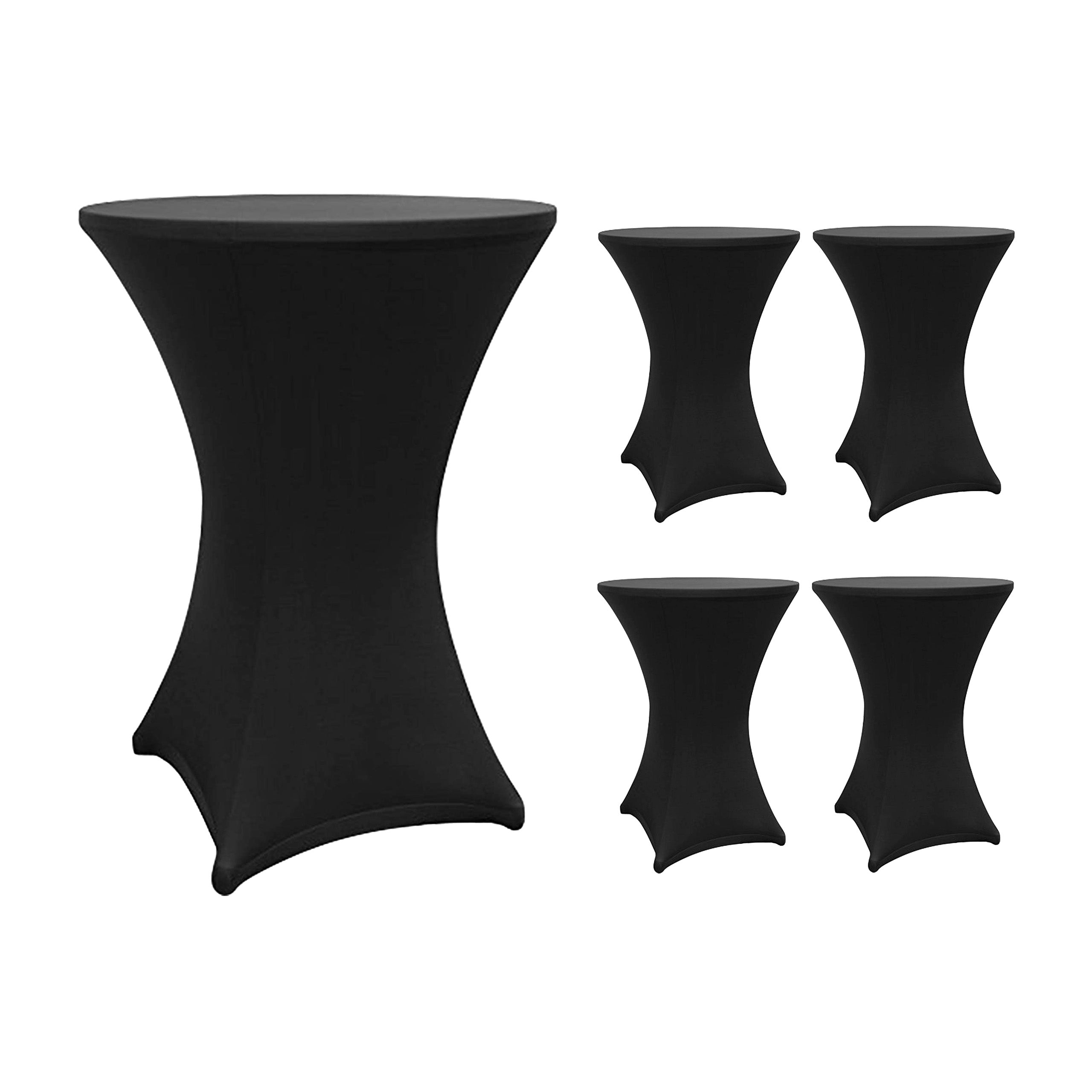 Stehtischhusse - Tisch Bezug - Husse -  Ø 70-75 cm - Schwarz - 5er-Set