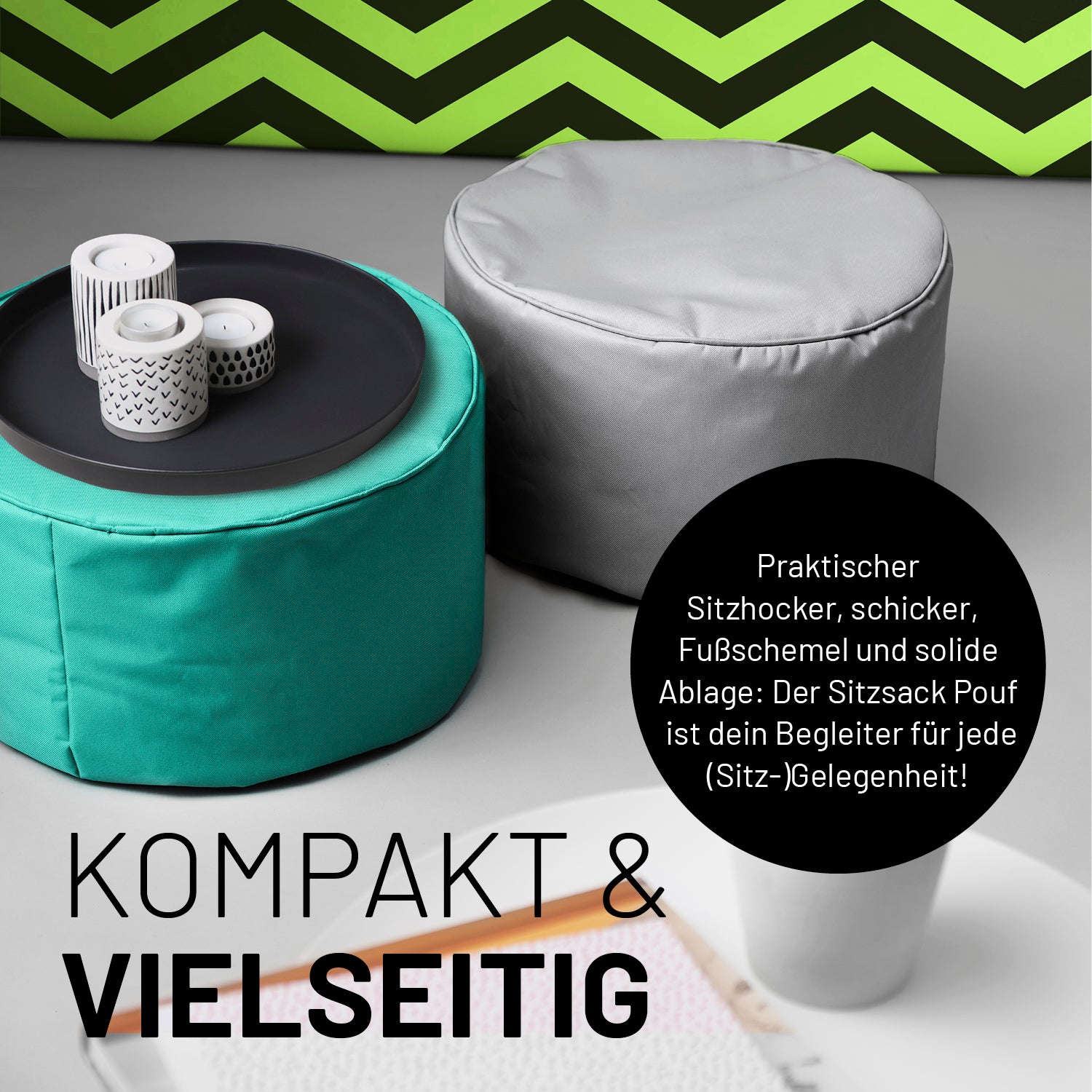 Sitzsack-Hocker/Pouf (50 L) - indoor & outdoor - Türkis