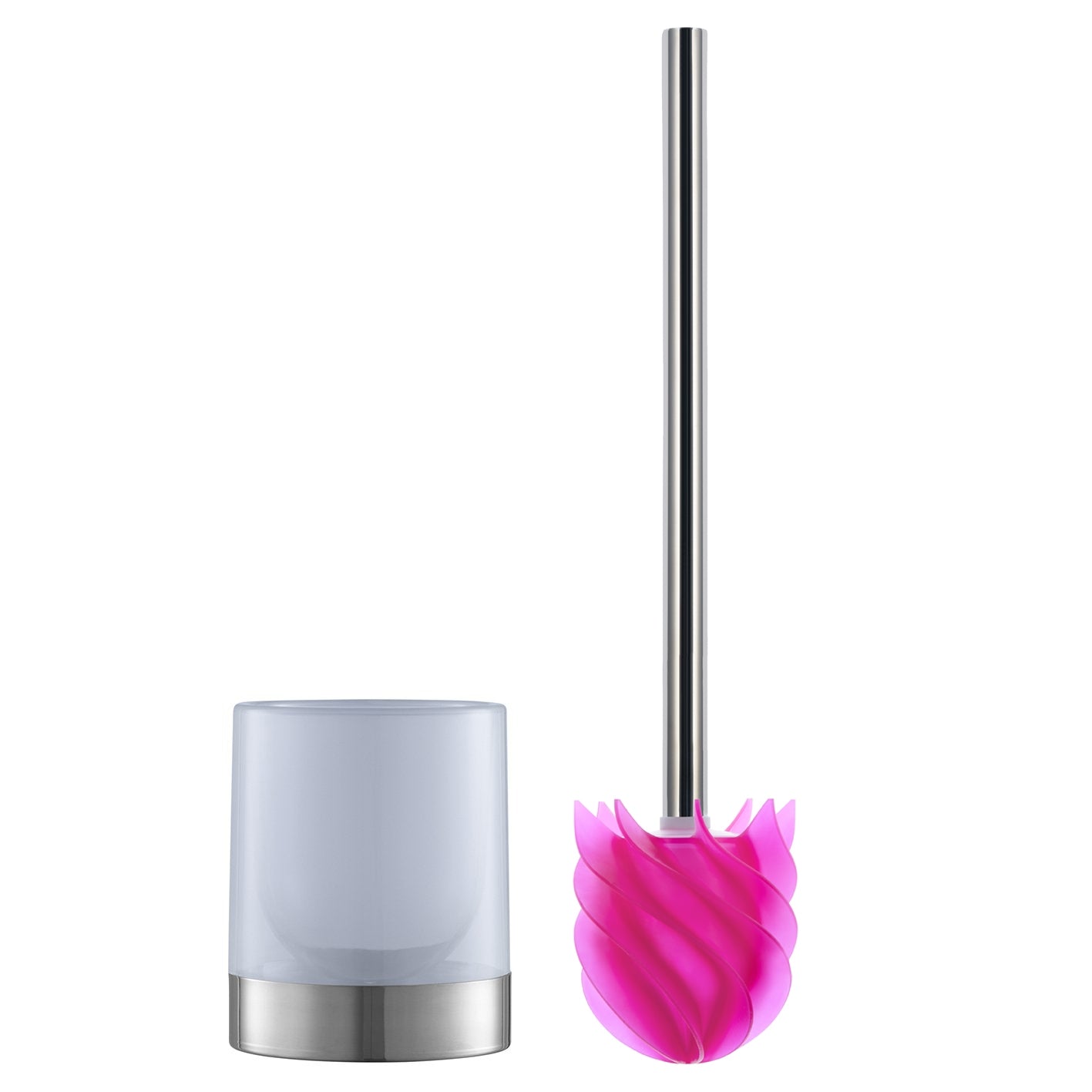 WC-Bürste Silikonkopf Edelstahl/pink mit Bürstenhalter