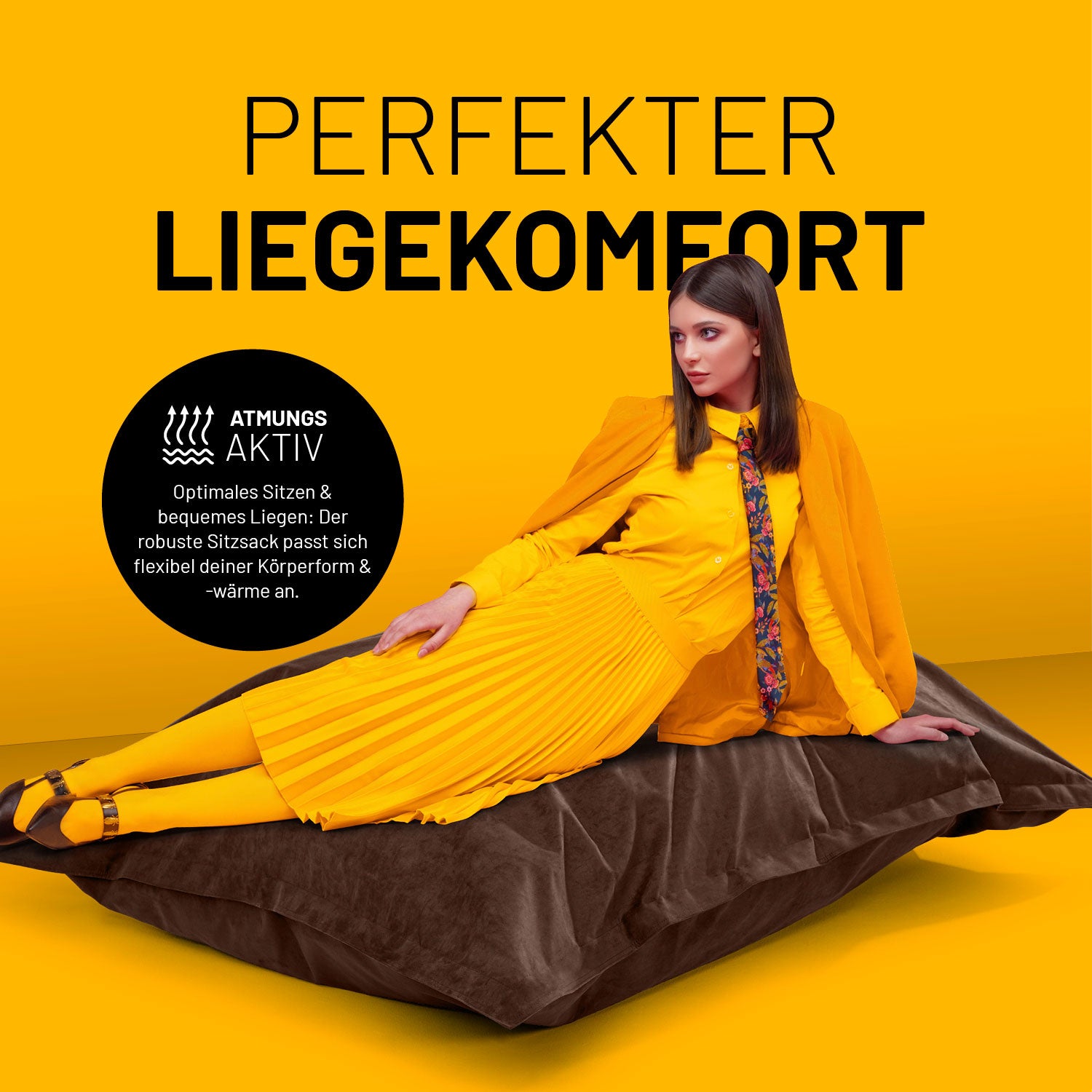 XXL Microvelours Sitzsack (380 L) - indoor - Braun