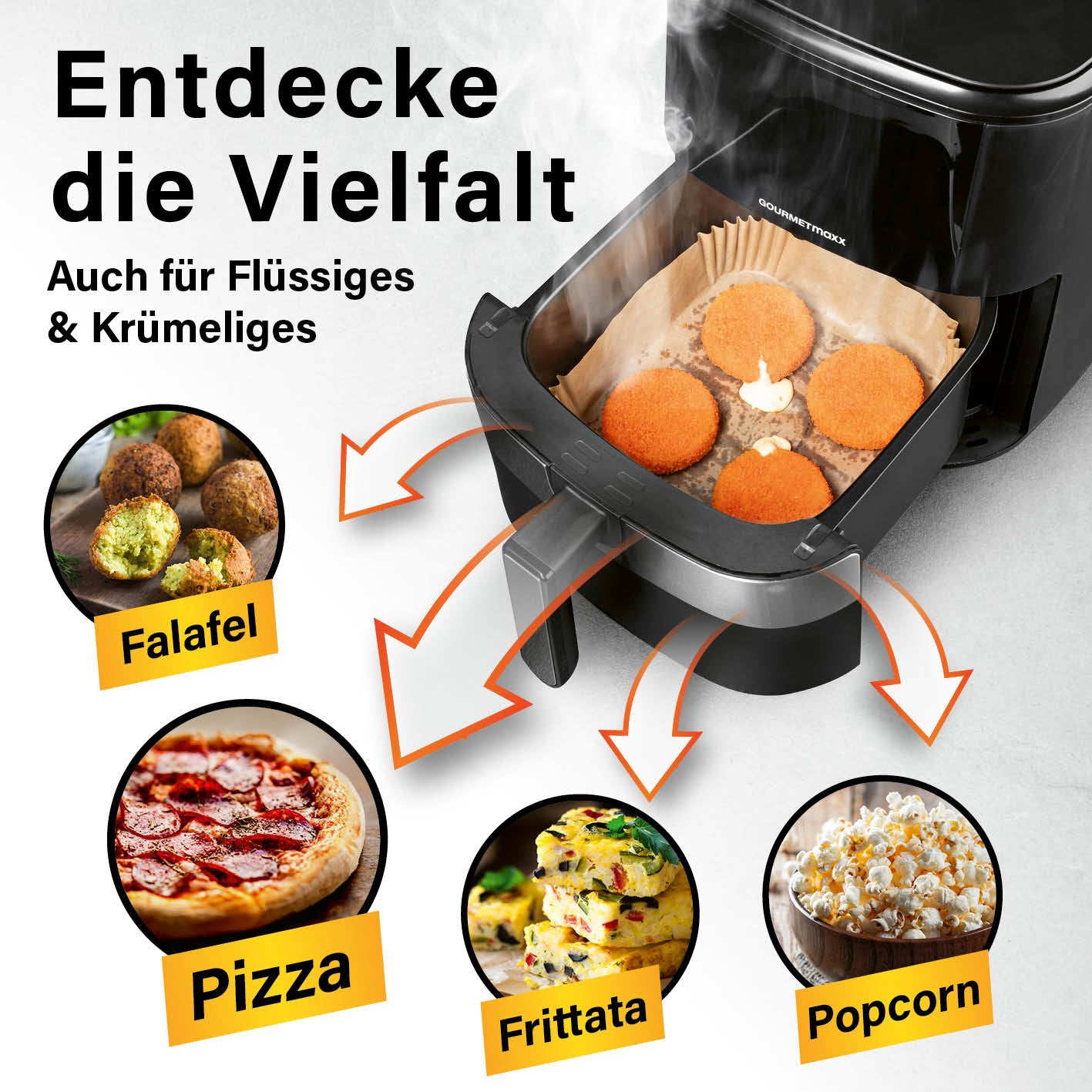 Backpapierschalen für Heißluftfritteusen (2–5 l) - 50 Stück à 16 x 16 x 4,5 cm