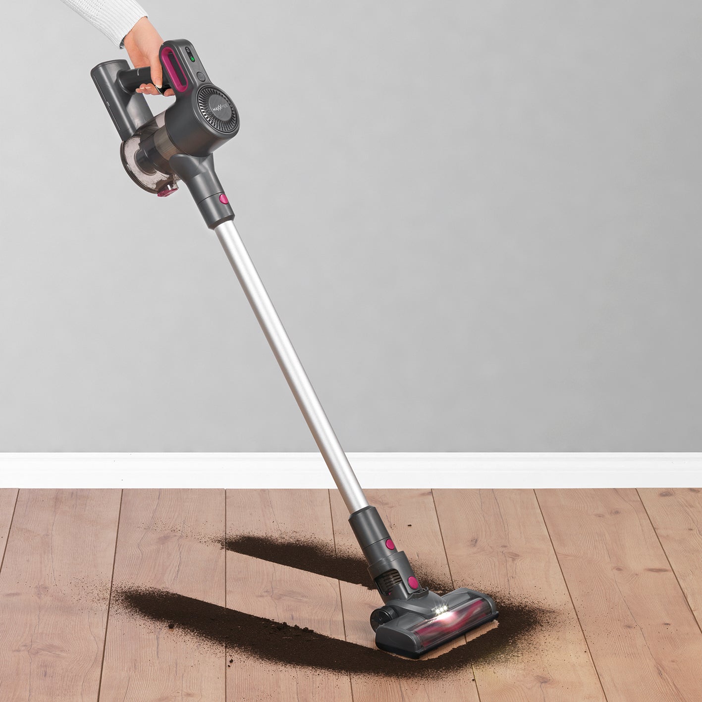 Akku-Zyklon-Staubsauger - Verlängerungsrohr auf bis ca. 80 cm - anthrazit/pink
