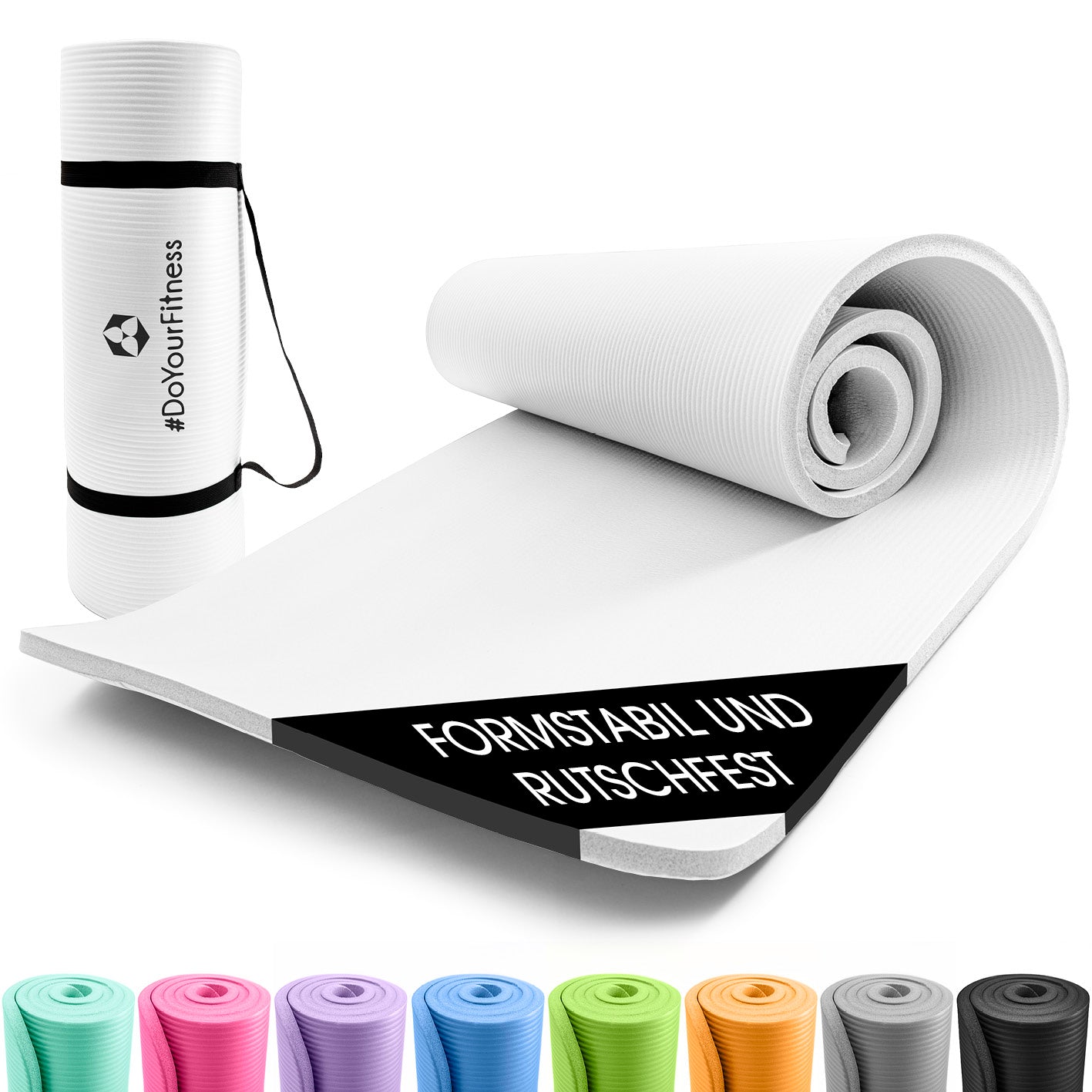 #DoYourFitness Fitness- und Gymnastikmatte - 183 x 61 x 1,5 cm - Weiß