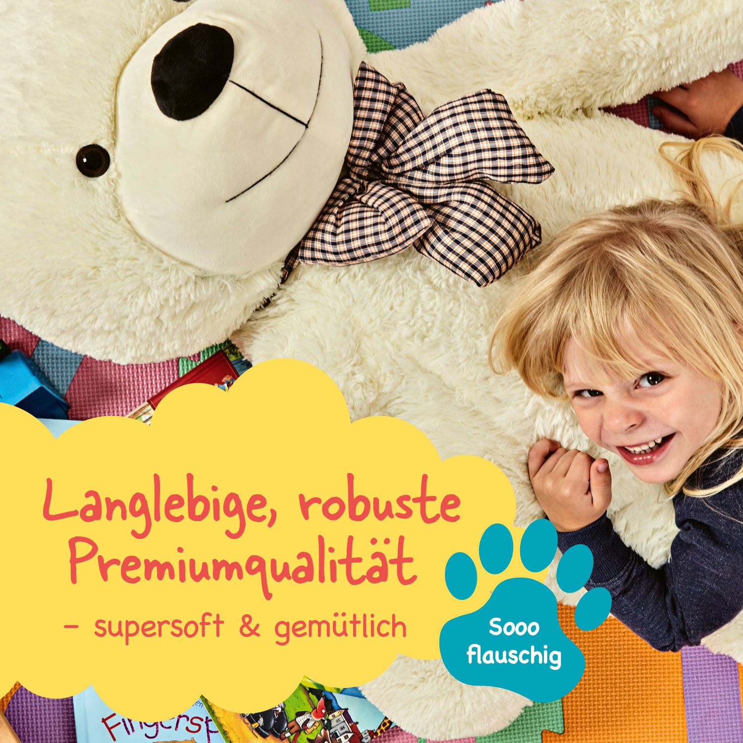 XXL-Teddy mit Knopfaugen - 120 cm - Braun