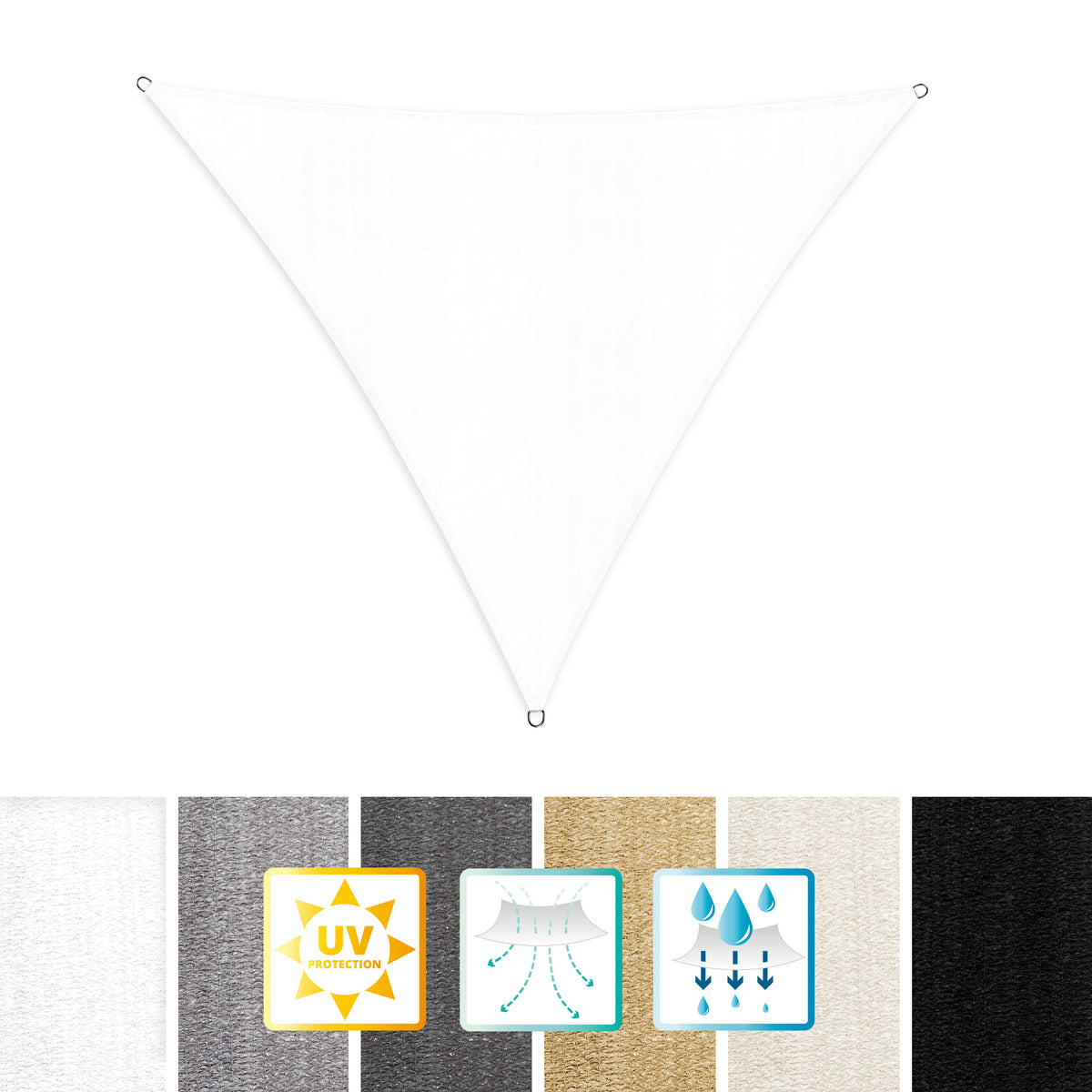 sonnensegel lumaland Lumaland Sonnensegel 100% HDPE mit Stabilisator für UV-Schutz - Dreieck 3 x  3 x 3 Meter