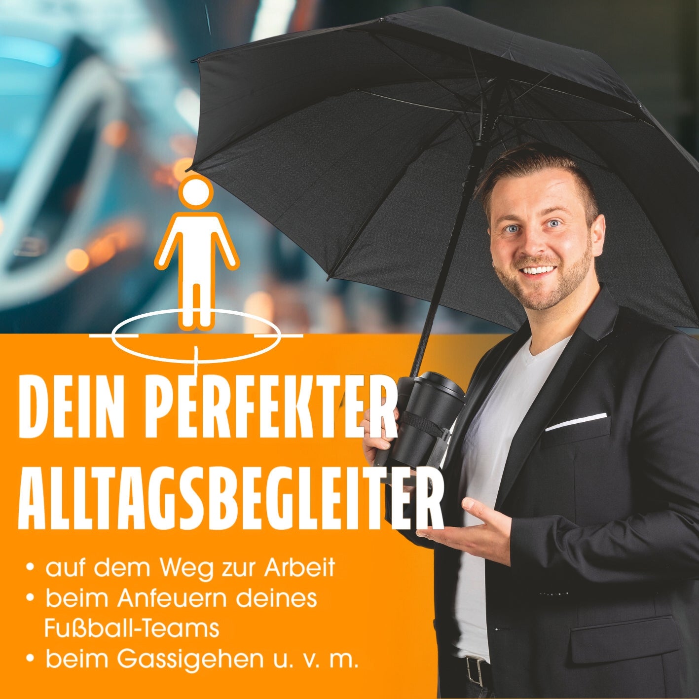 Regenschirm mit Getränkehalter - 2er-Set