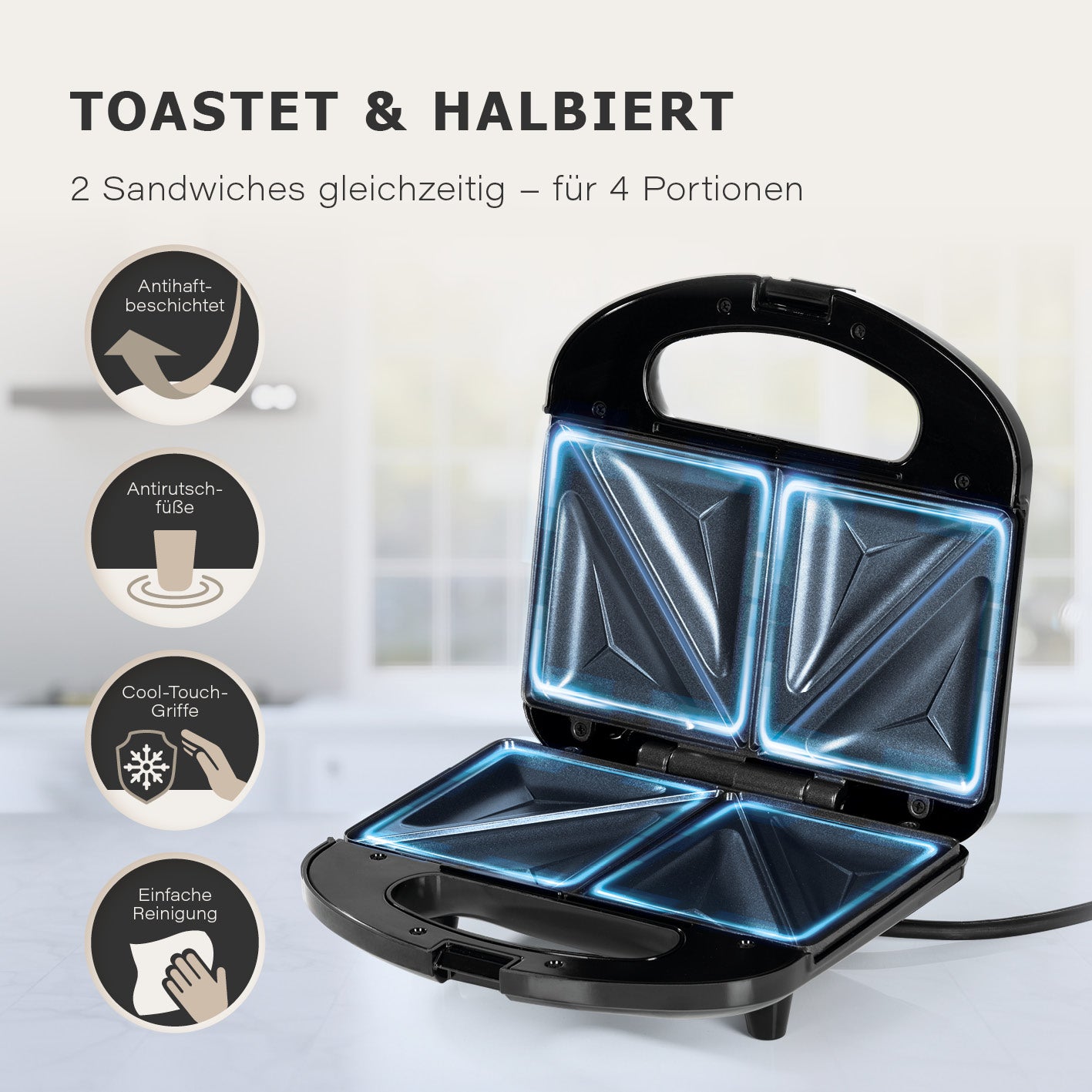 Sandwich Maker mit LED-Kontrollleuchte