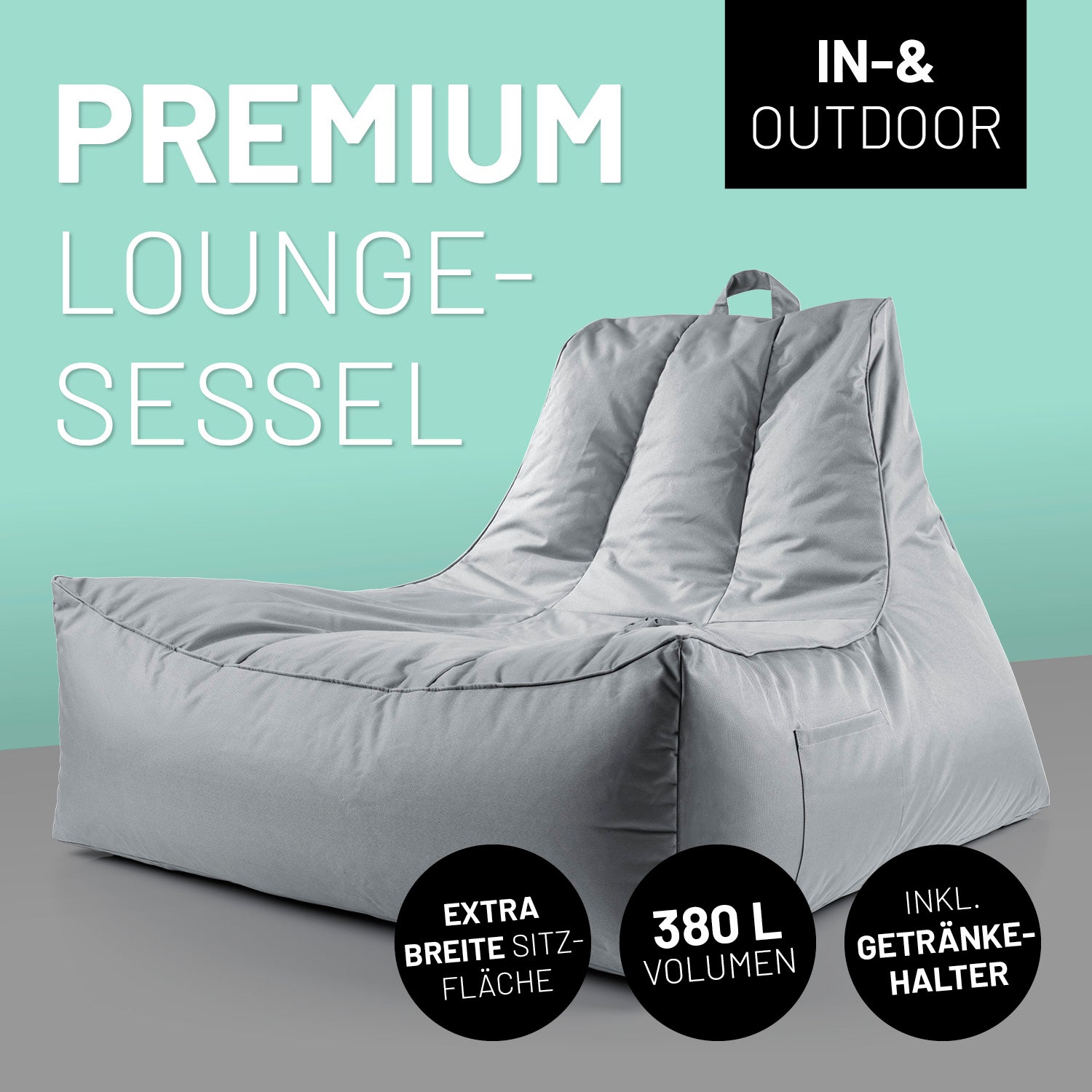 Premium Lounge-Sessel - 380 L - 100 x 100 x 80 cm - Grau