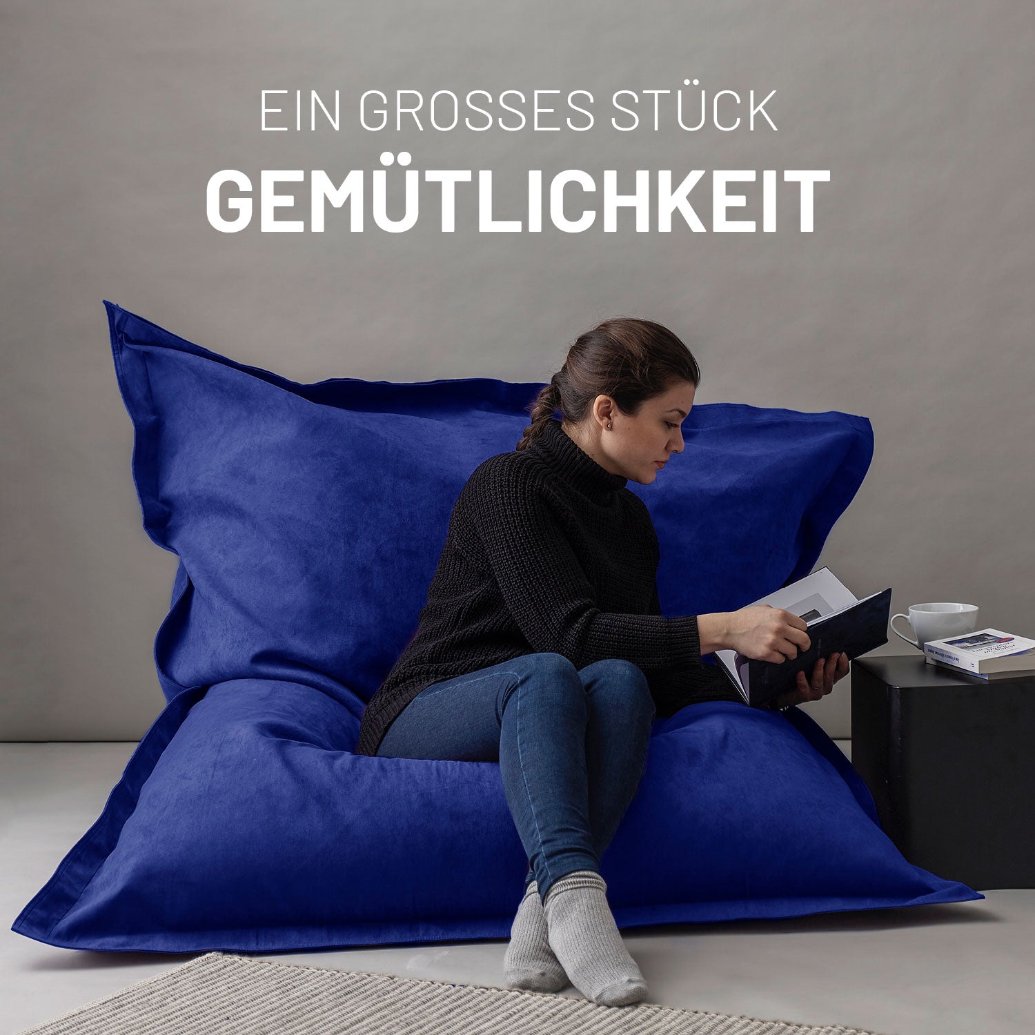 XXL Microvelours Sitzsack (380 L) - indoor - Royalblau