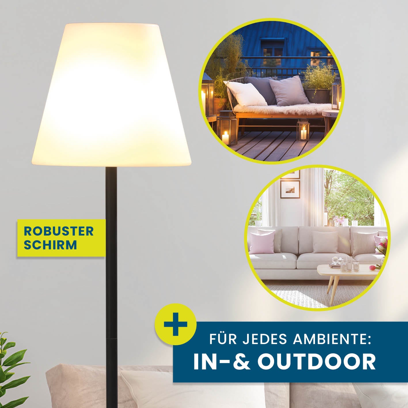 Solar-Stehlampe - 3-fach höhenverstellbar - 3 Helligkeitsstufen