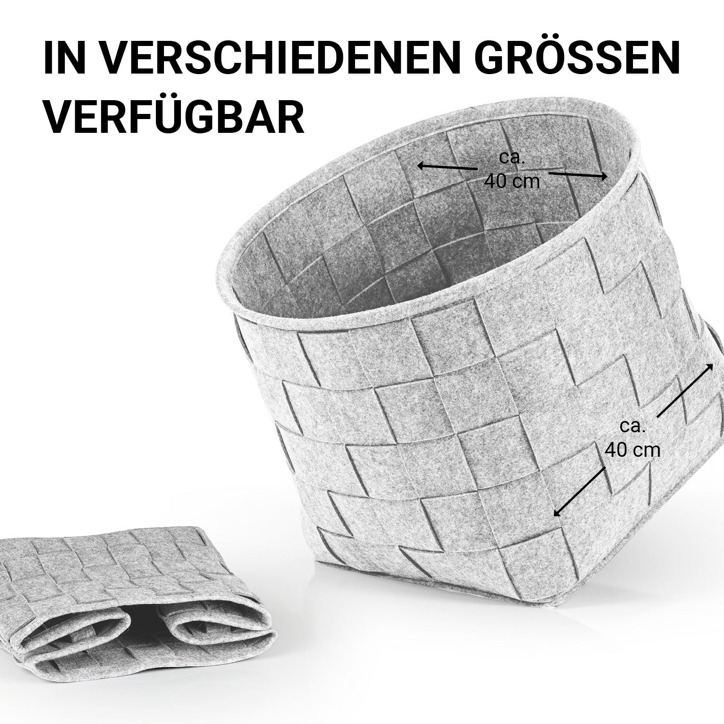 Filz-Aufbewahrungskorb L - 40 x 40 x 40 cm - Hellgrau