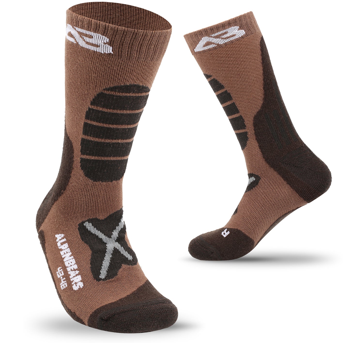 Wandersocken Merino Wolle - 2er-Set - Braun - Braun - Größe 43-48