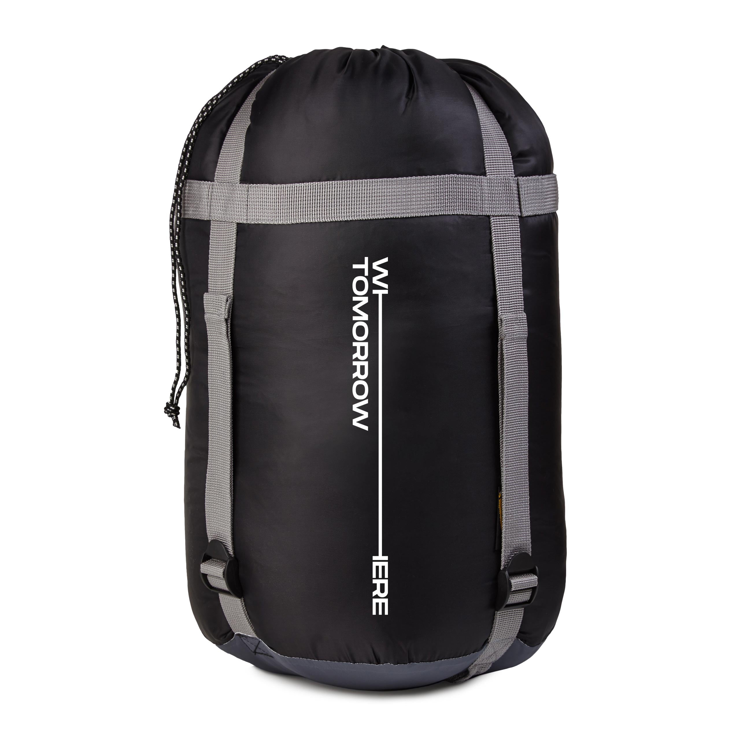 Camping Schlafsack Classic - Mumienschlafsack mit Tasche - 230 x 80 x 55 cm - Grau-Schwarz