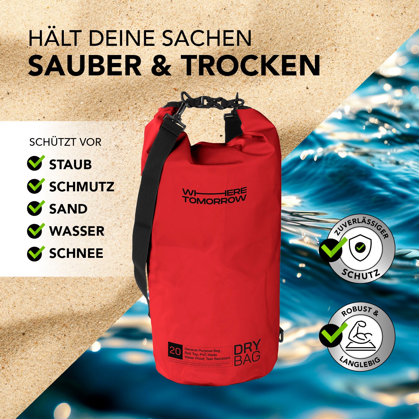 Dry Bag 20L - Style 01 - Rot