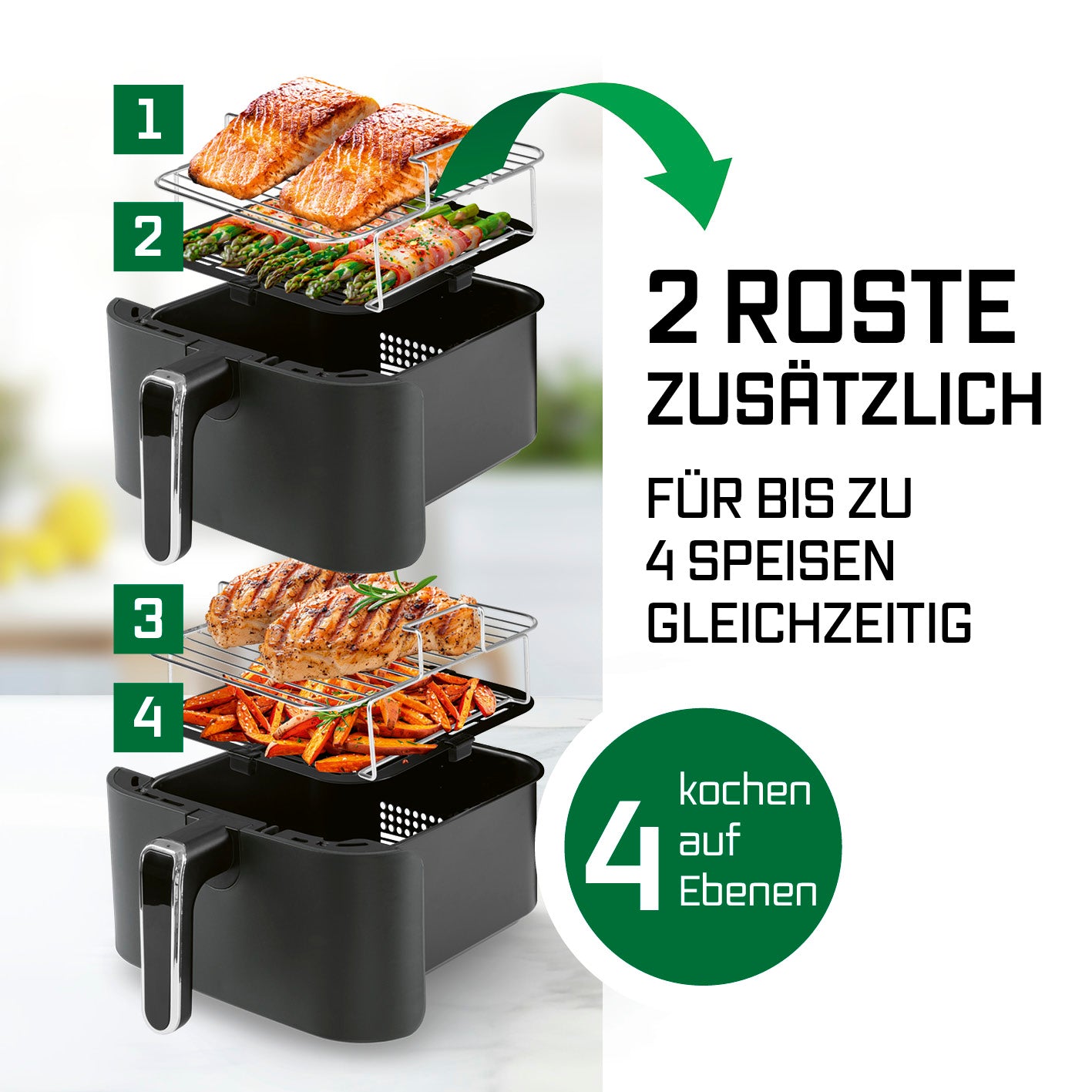 FryUp Vertikale Doppelkammer-Heißluftfritteuse - Grau