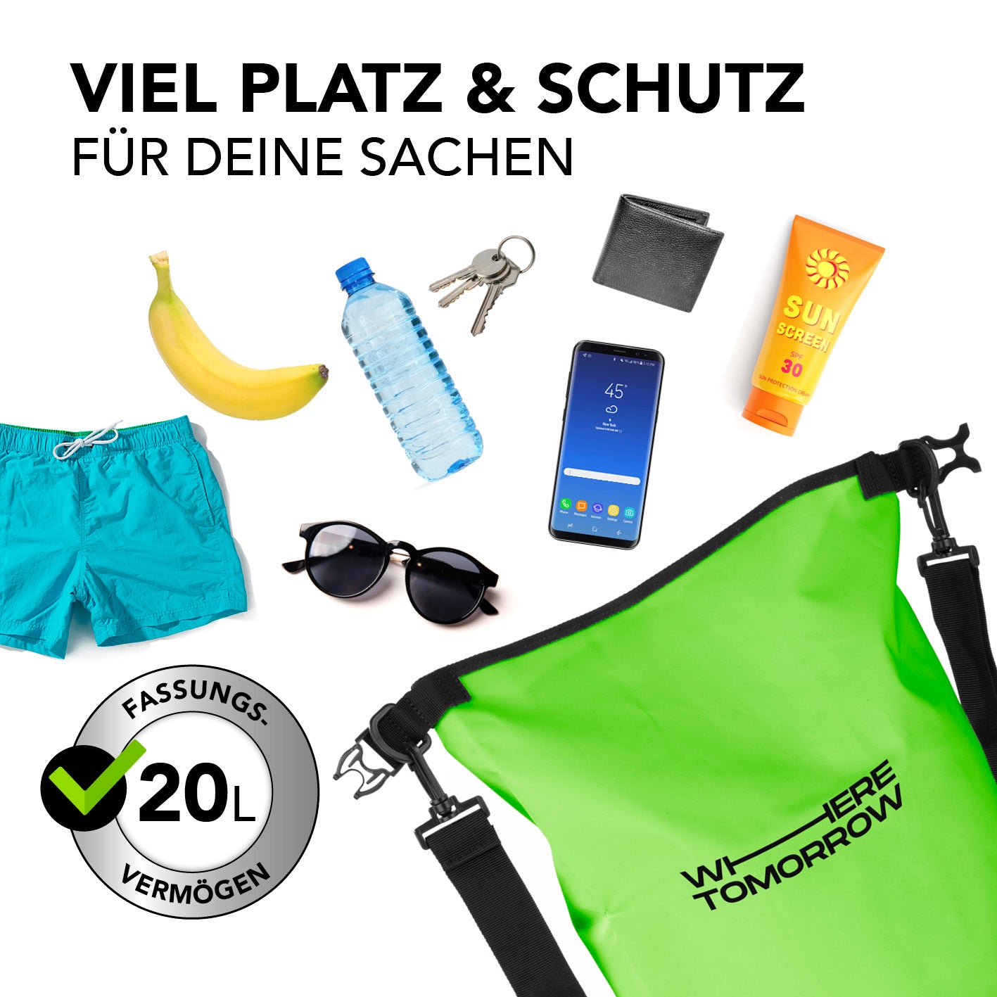 Dry Bag 20L - Style 01 - Grün