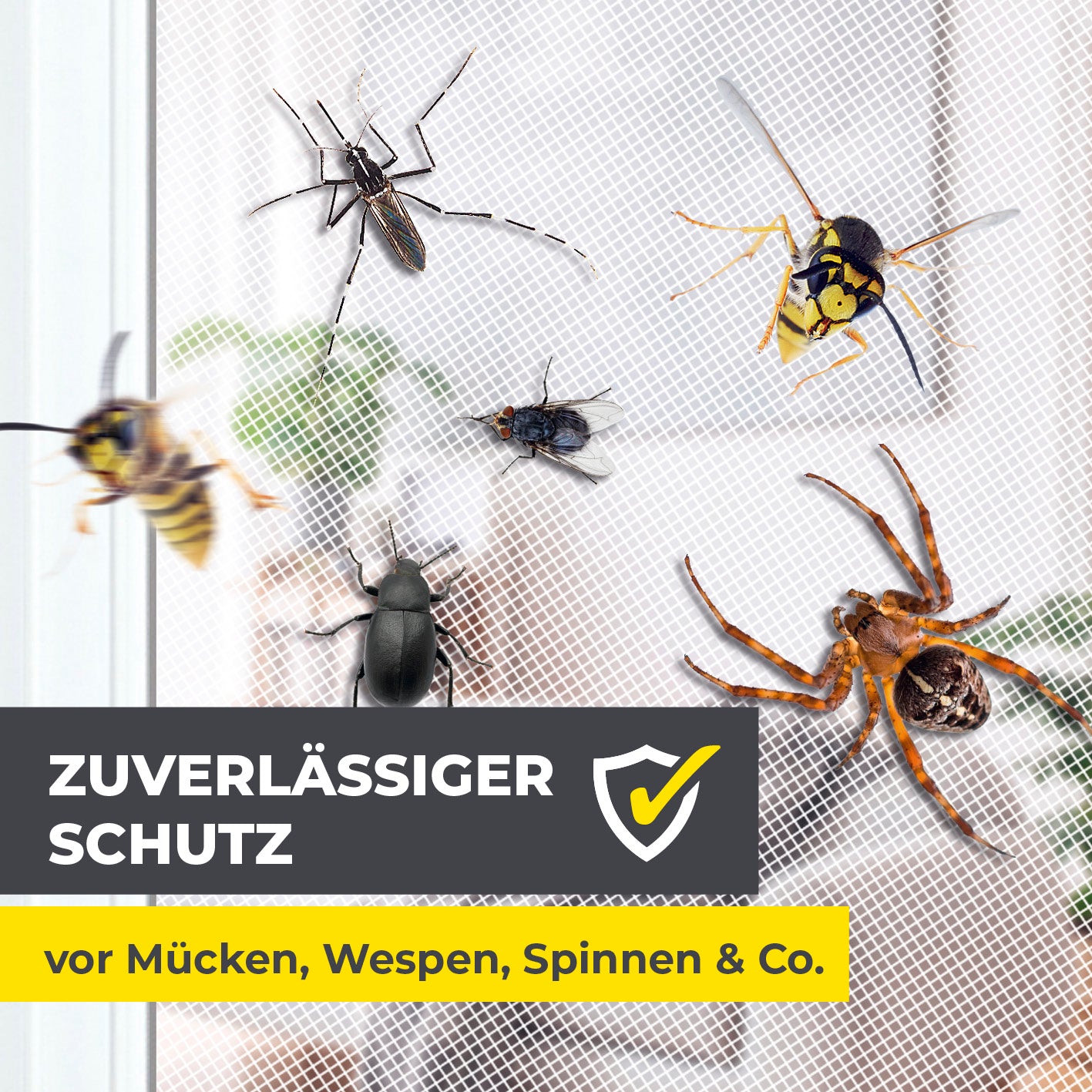 Moskitonetz für Fenster mit selbstklebendem Klettband - 130 x 150 cm - Weiß