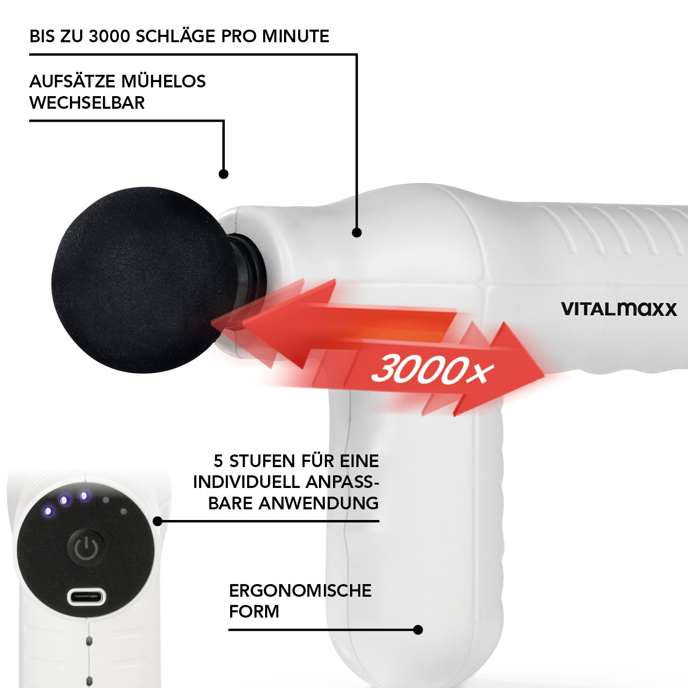 Mini Massage Gun Smart Grip - Weiß