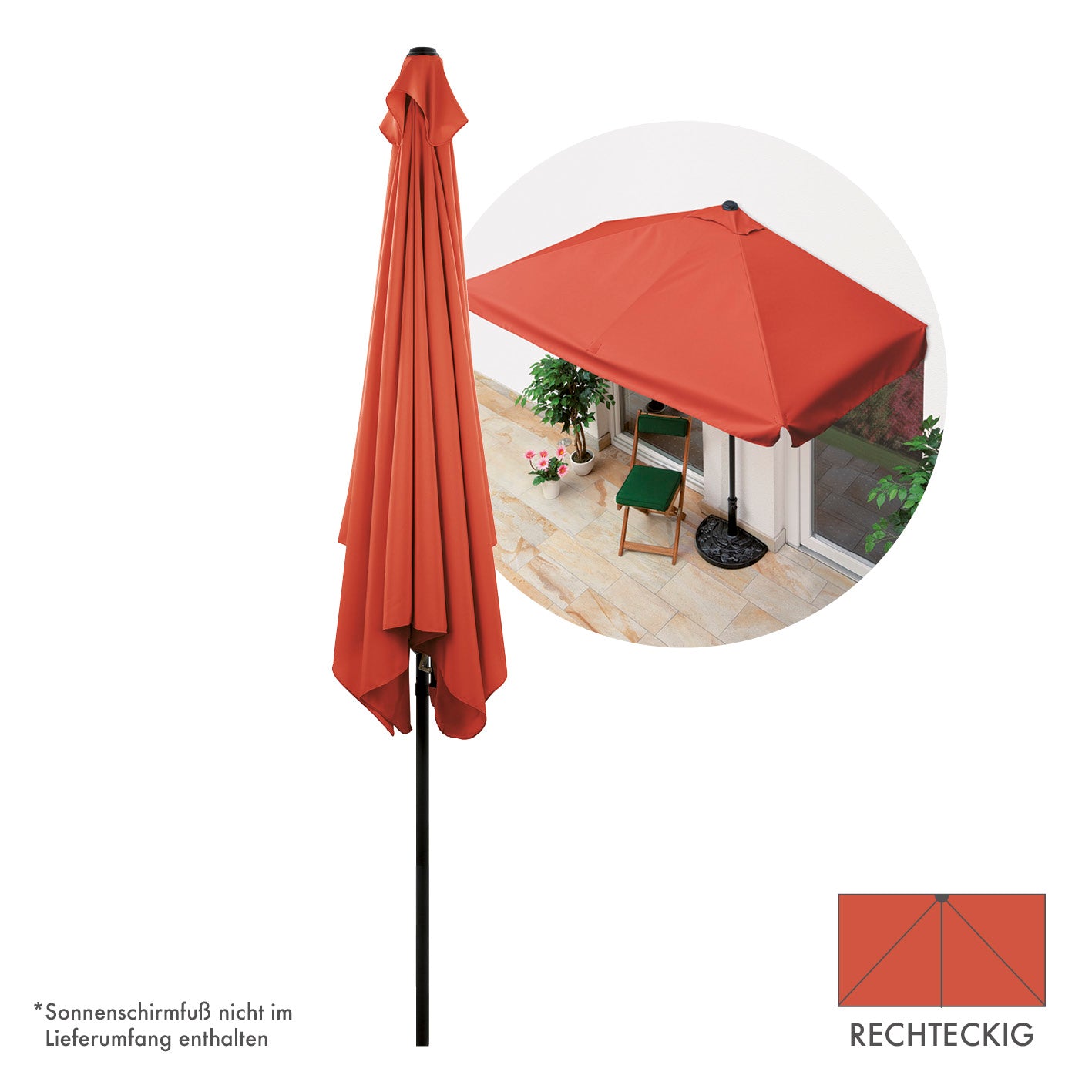 EASYmaxx Sonnenschirm - rechteckig, terrakottafarben