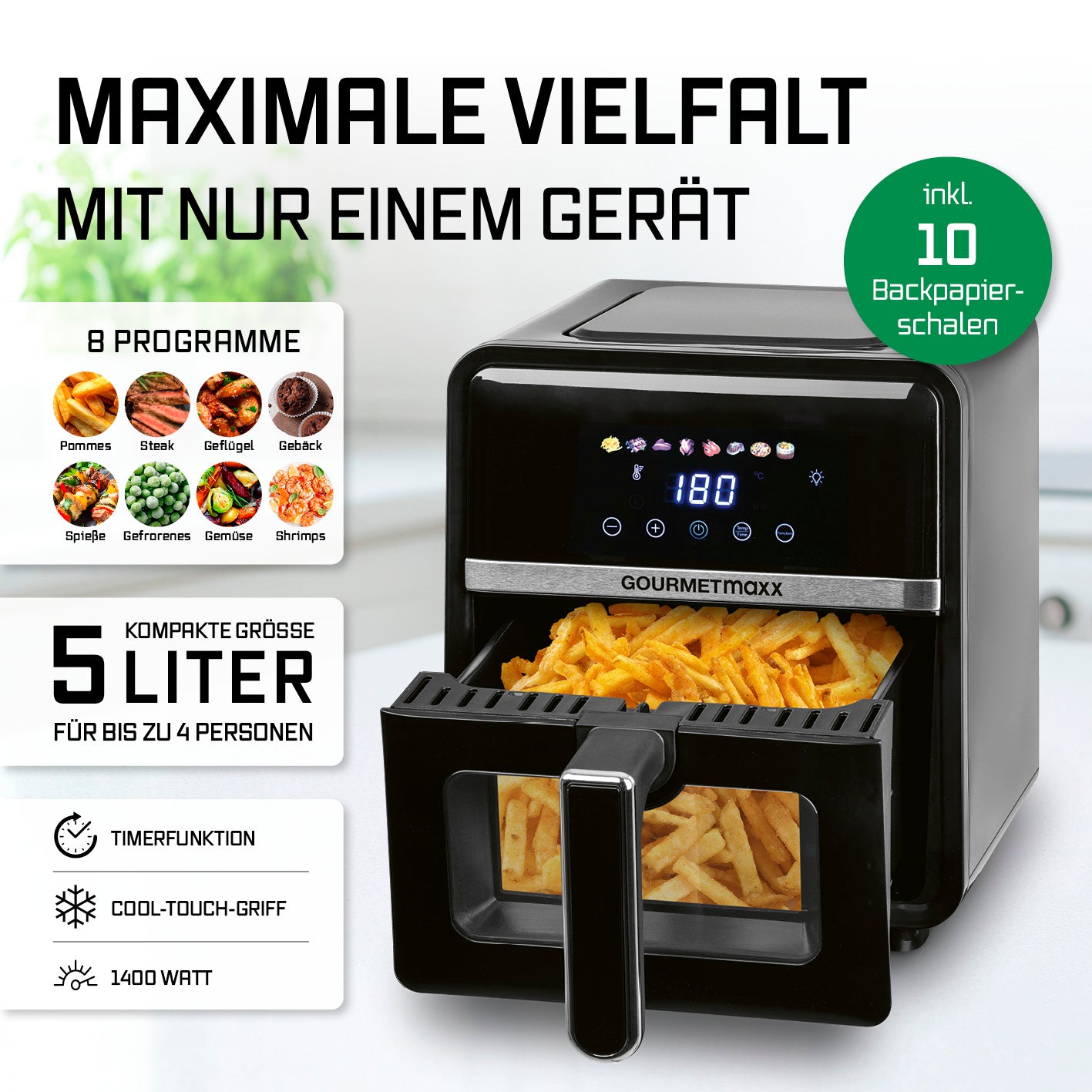 Heißluftfritteuse - 5 Liter
