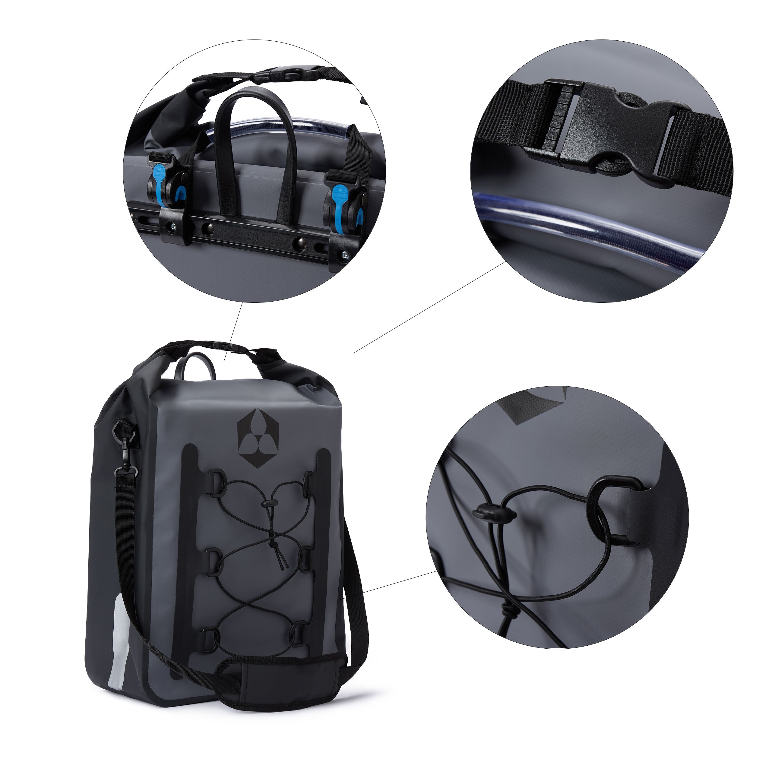 Fahrrad Gepäck Tasche wasserfest - Gepäckträger Packtasche - 23L - Grau
