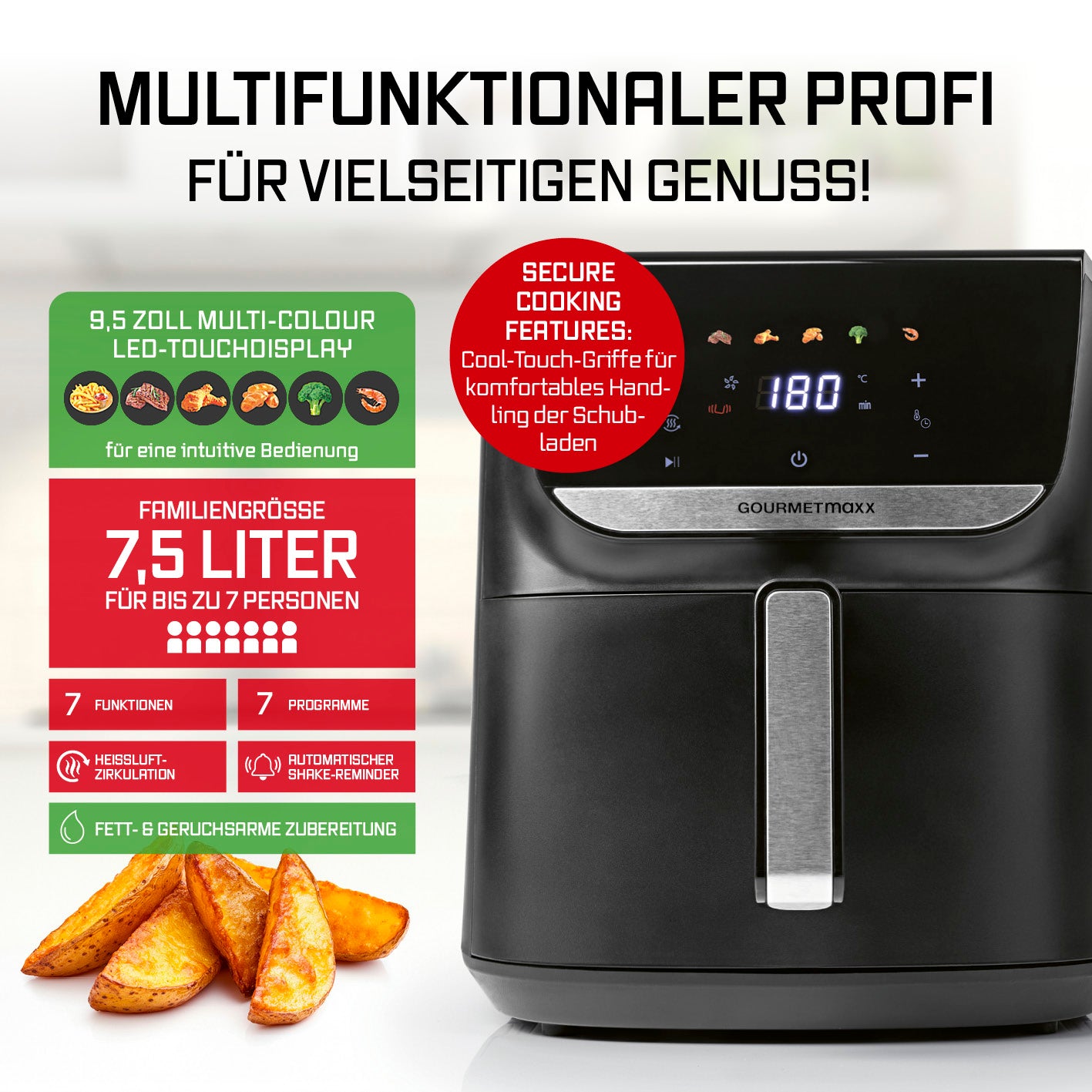 Heißluftfritteuse - 7,5 Liter