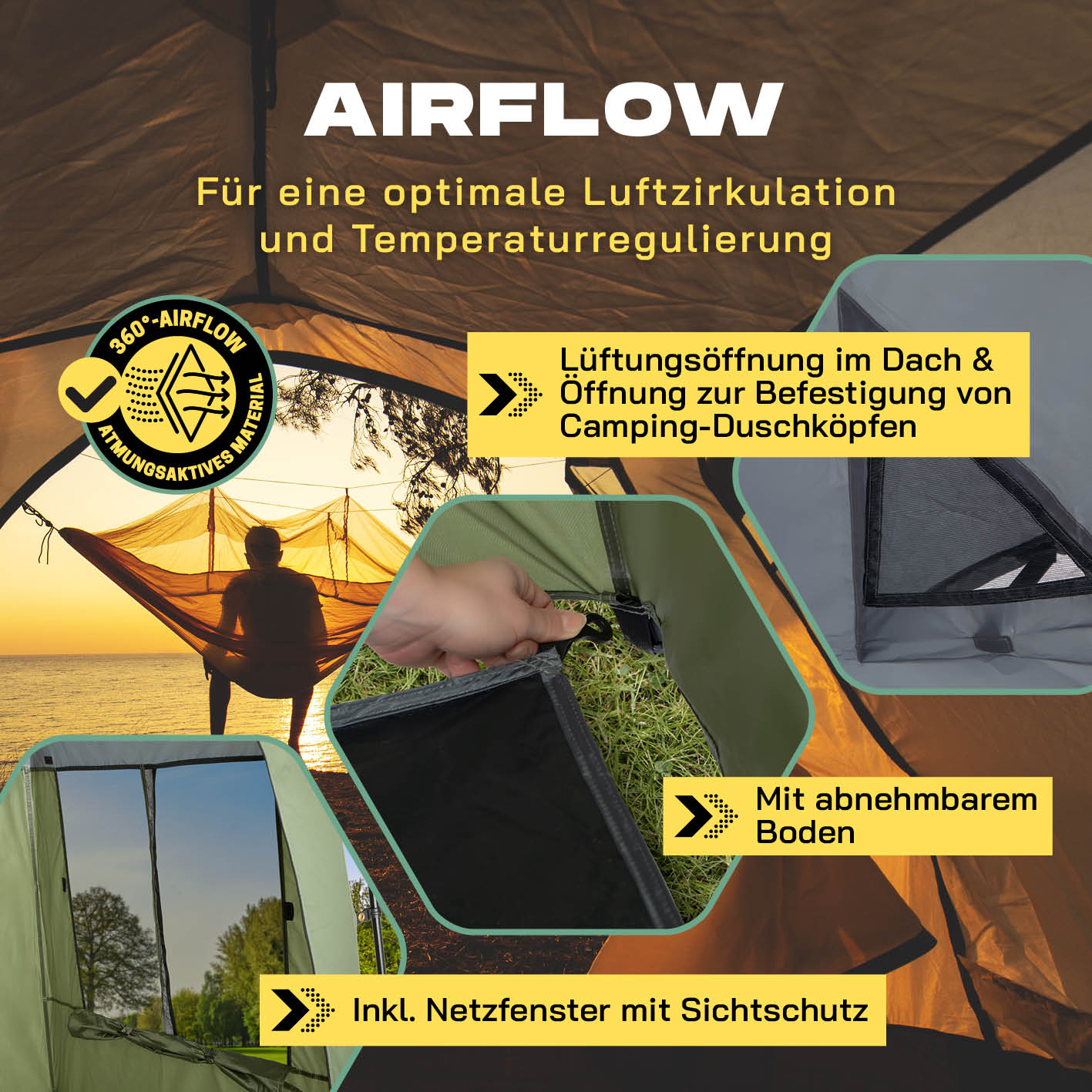 Pop-up-Duschzelt für 2 Personen - grün/grau
