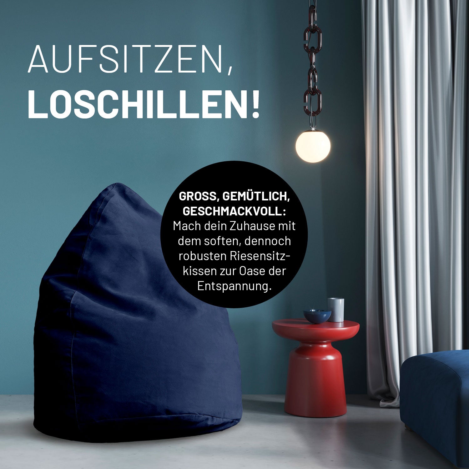 Luxury XL PLUS Sitzsack (220 L) - indoor - Dunkelblau