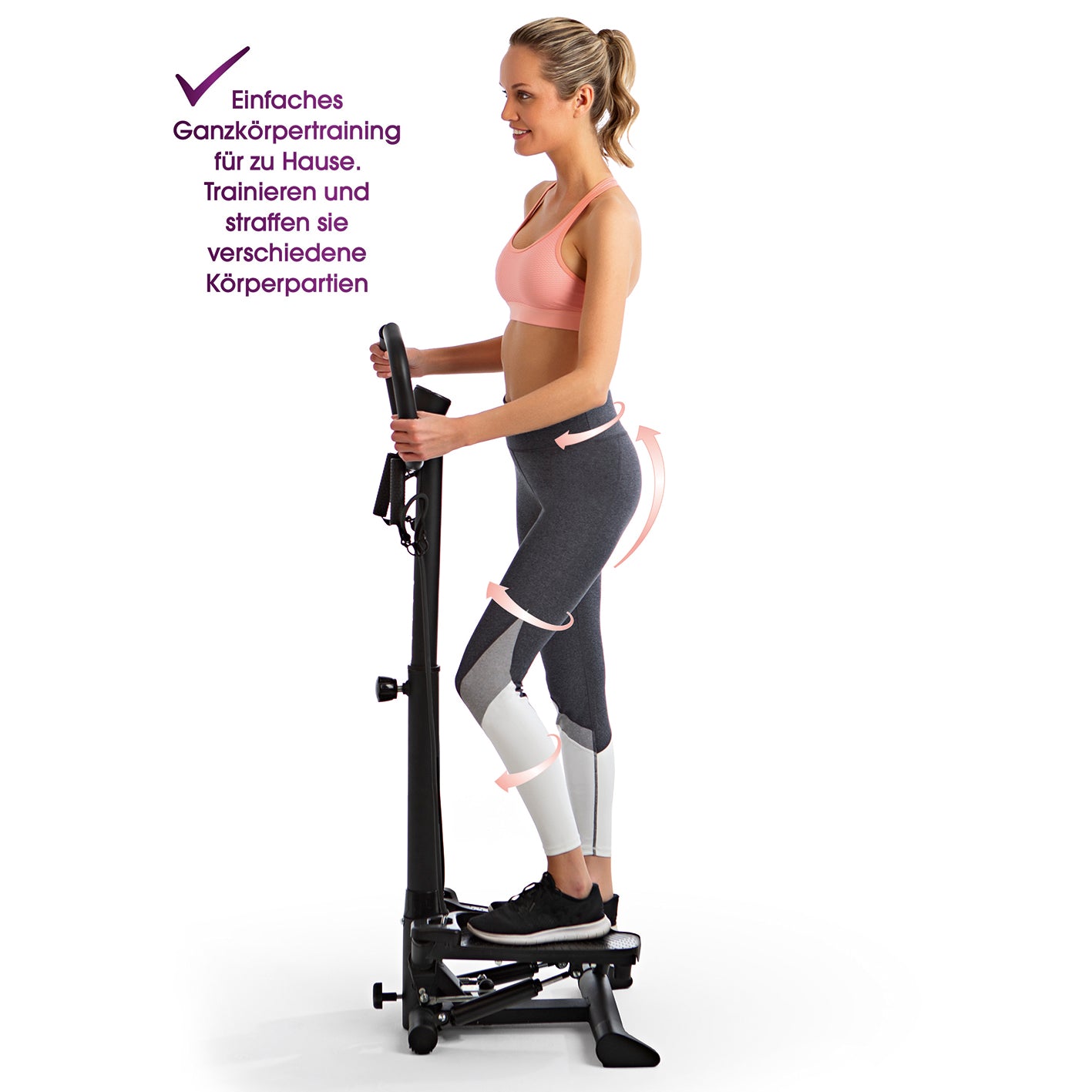 Fitnesstrainer Swing Stepper mit 2 Expanderbändern